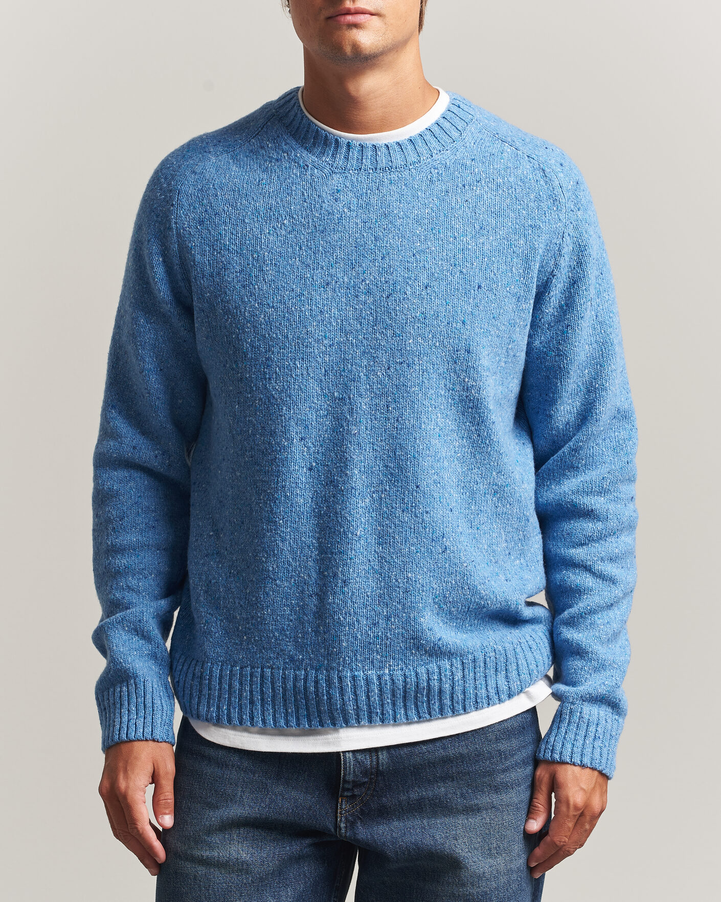 Uomini | Maglieria | Samsøe Samsøe | Nate Donegal Wool Knitted Striped Sweater Cyaneus