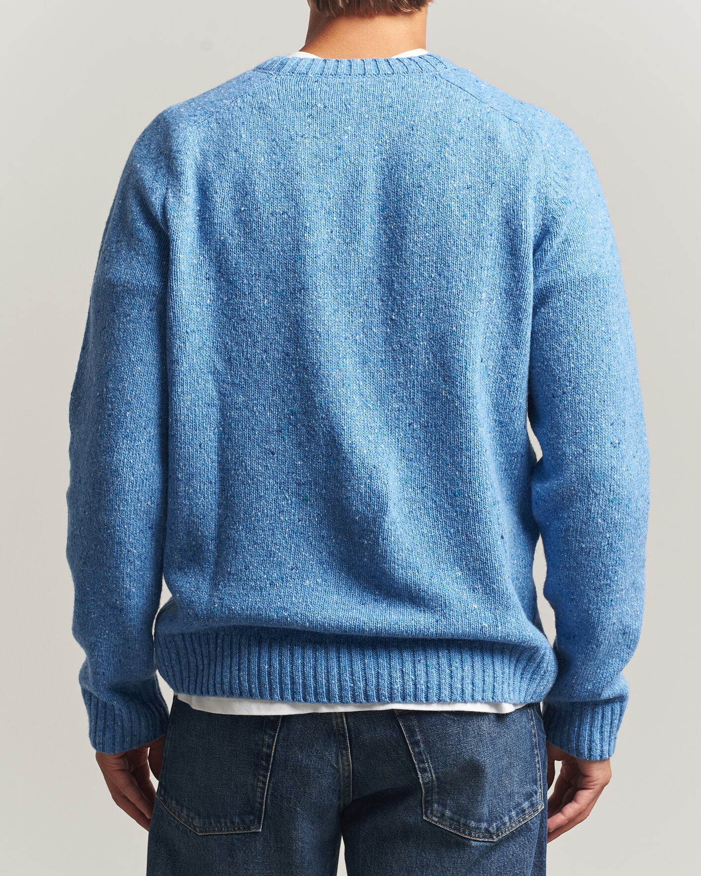 Uomini | Maglieria | Samsøe Samsøe | Nate Donegal Wool Knitted Striped Sweater Cyaneus