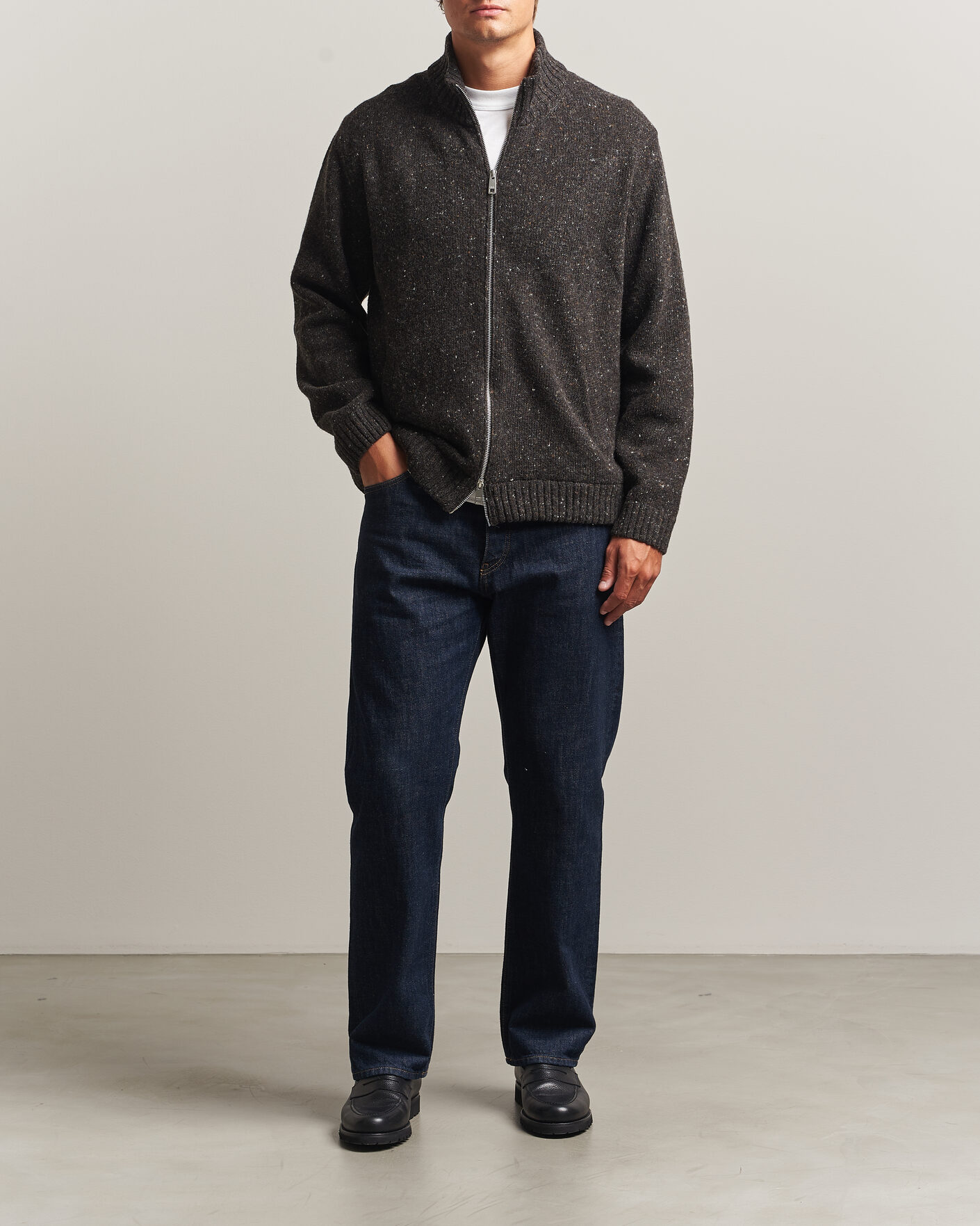 Uomini | Maglieria | Samsøe Samsøe | Nate Donegal Wool Knitted Full Zip Delicioso