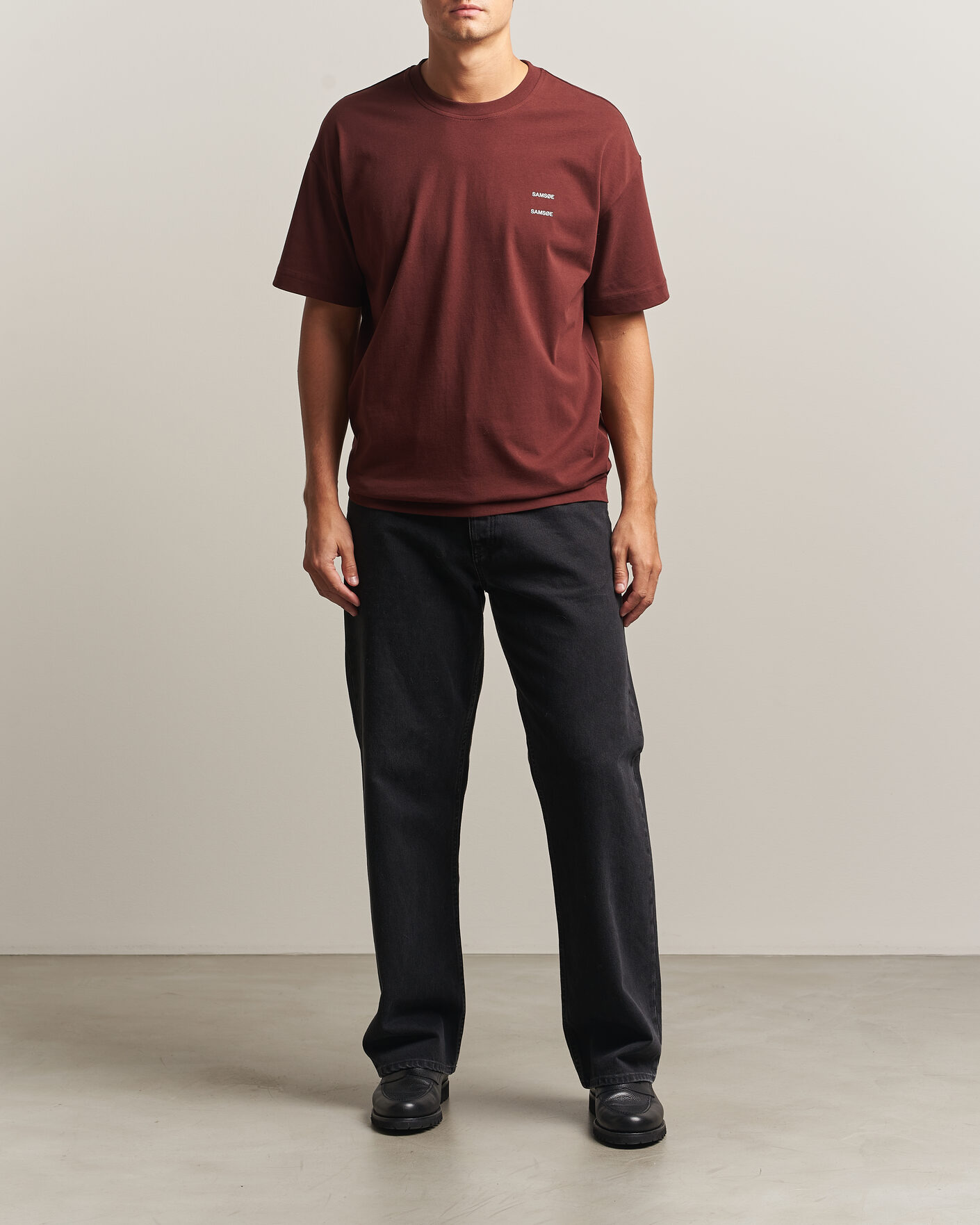 Uomini | T-shirt | Samsøe Samsøe | Joel Organic Cotton T-Shirt Bitter Chocolate