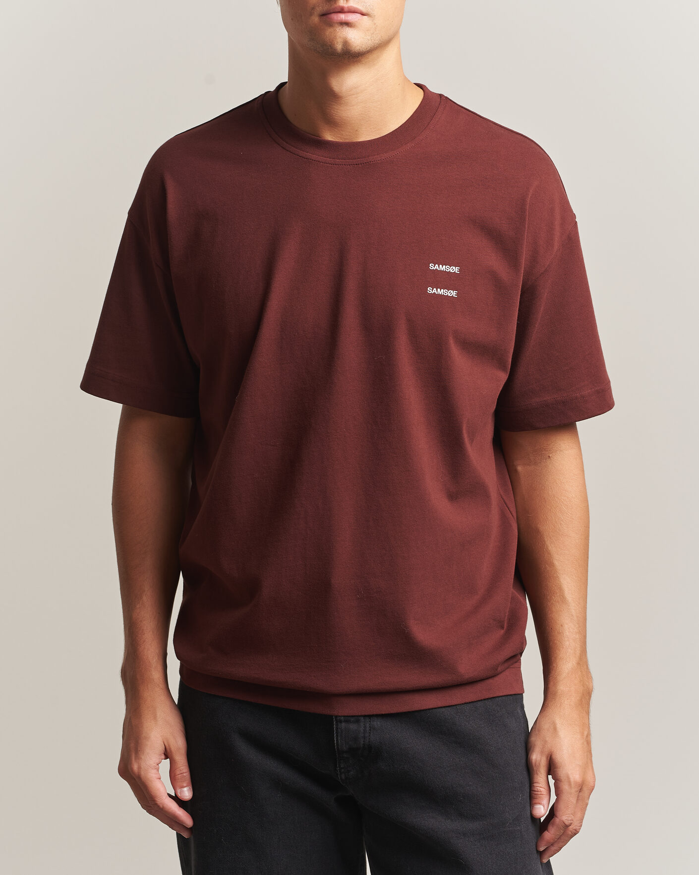 Uomini | T-shirt | Samsøe Samsøe | Joel Organic Cotton T-Shirt Bitter Chocolate