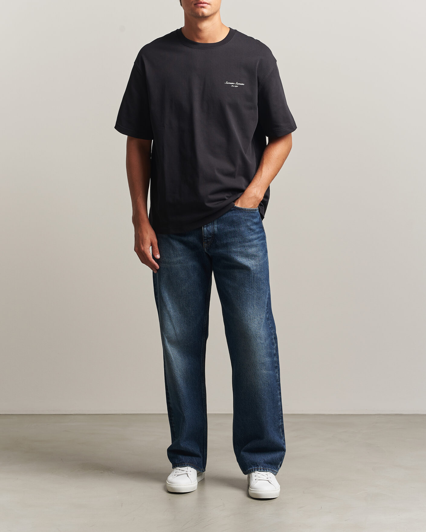 Uomini | T-shirt | Samsøe Samsøe | Uni Printed Crew Neck T-Shirt Black Building