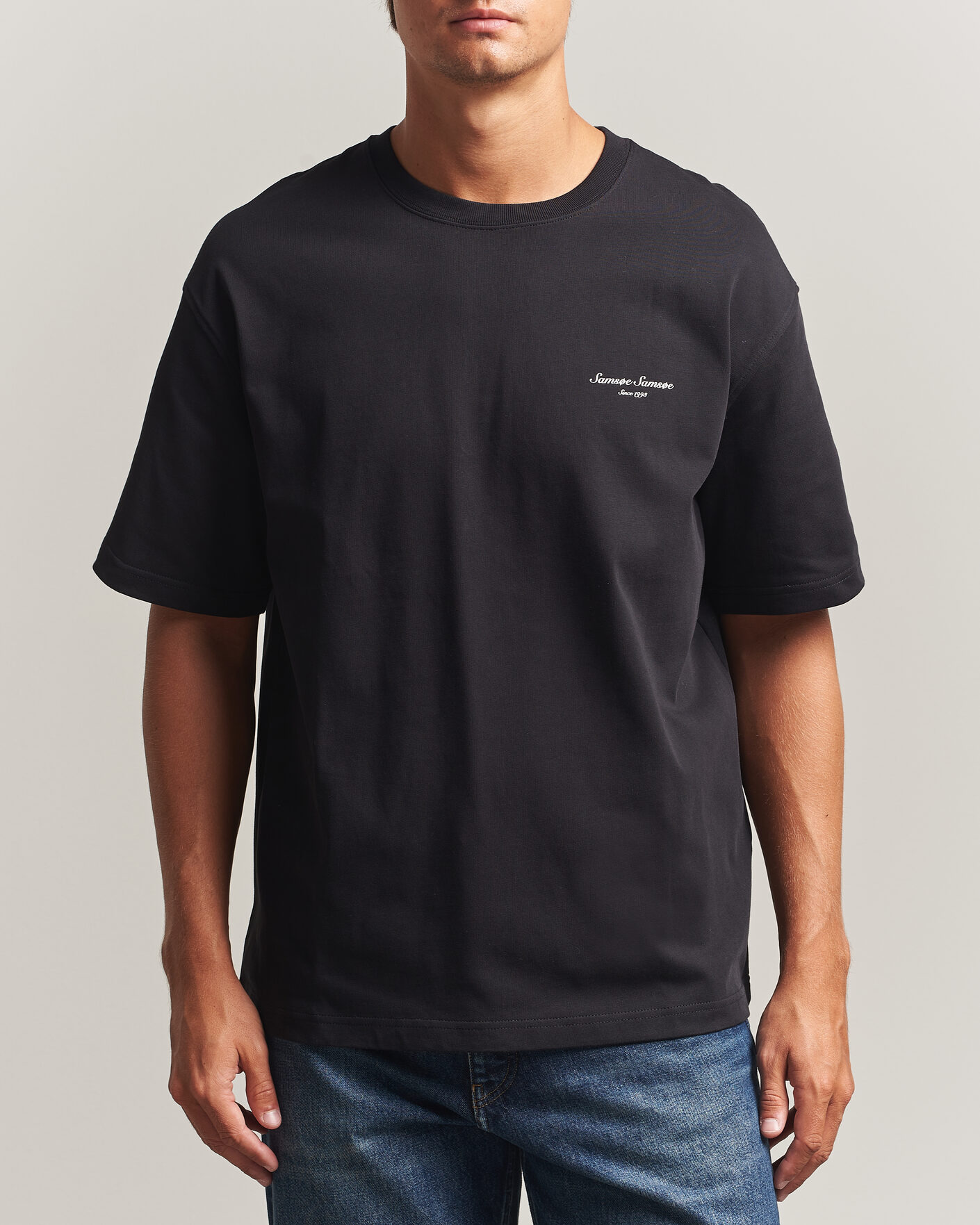 Uomini | T-shirt | Samsøe Samsøe | Uni Printed Crew Neck T-Shirt Black Building