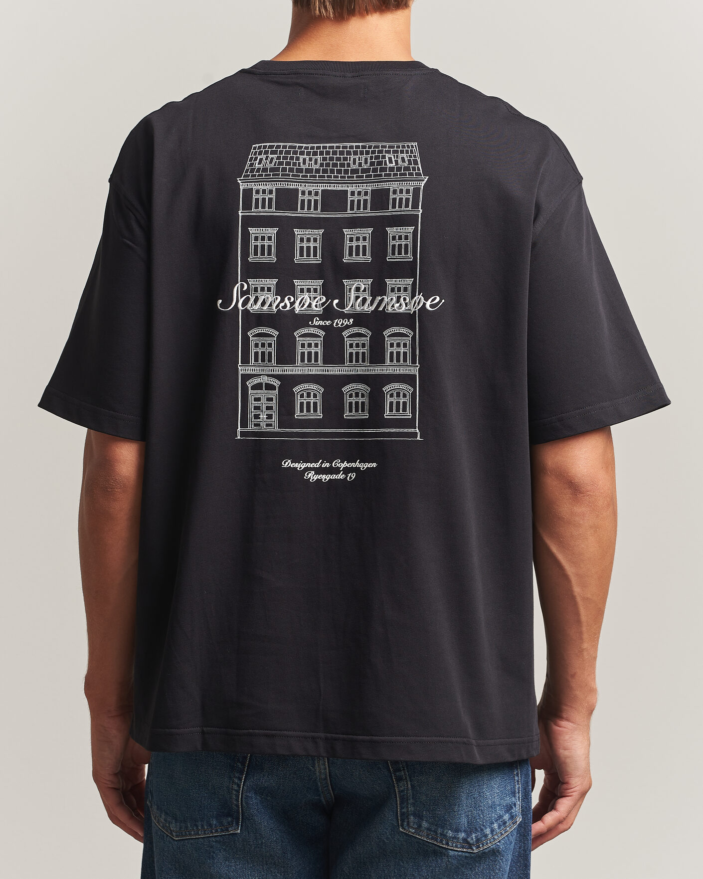 Uomini | T-shirt | Samsøe Samsøe | Uni Printed Crew Neck T-Shirt Black Building