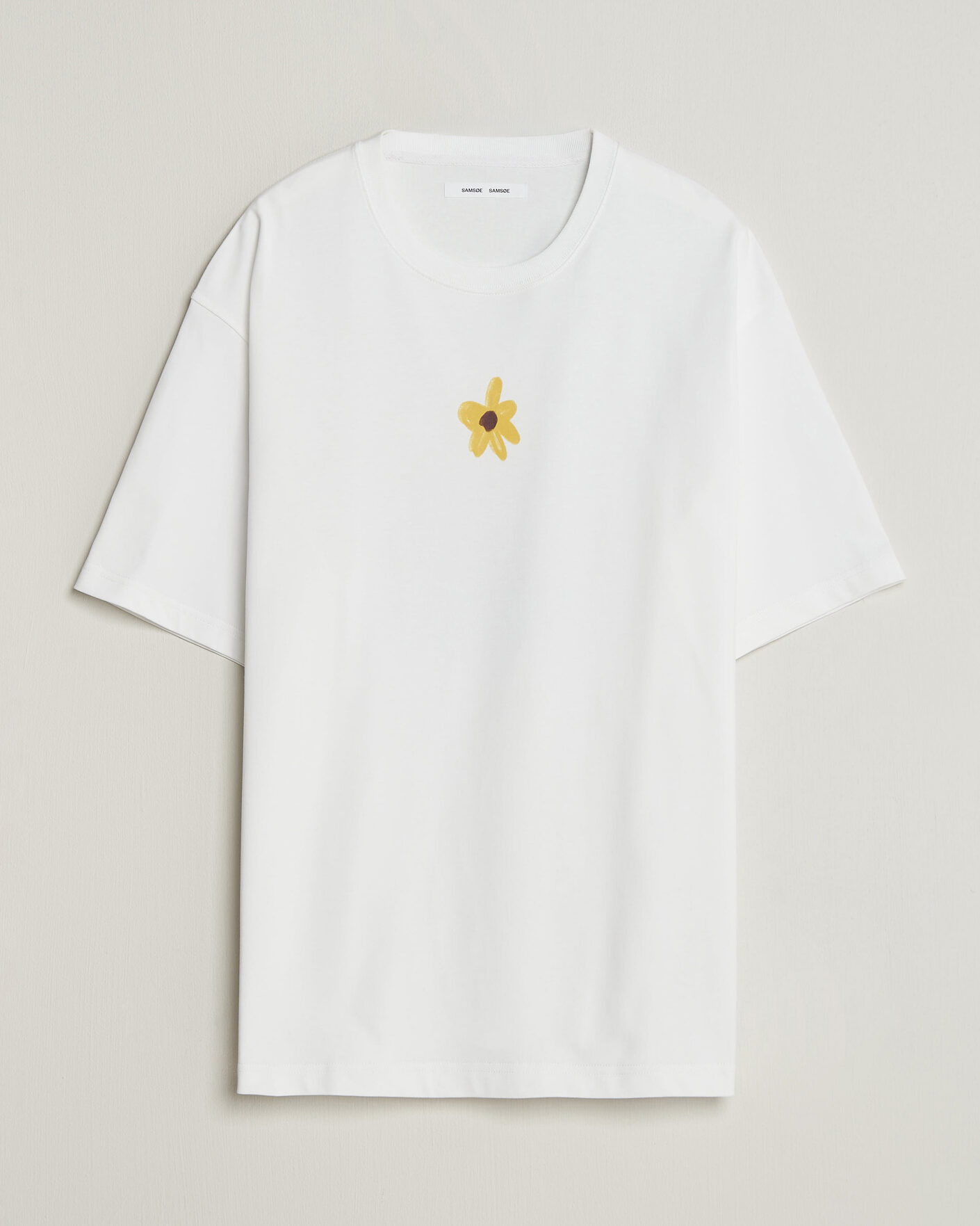 Uomini | T-shirt | Samsøe Samsøe | Giles Printed Crew Neck T-Shirt White Flowers