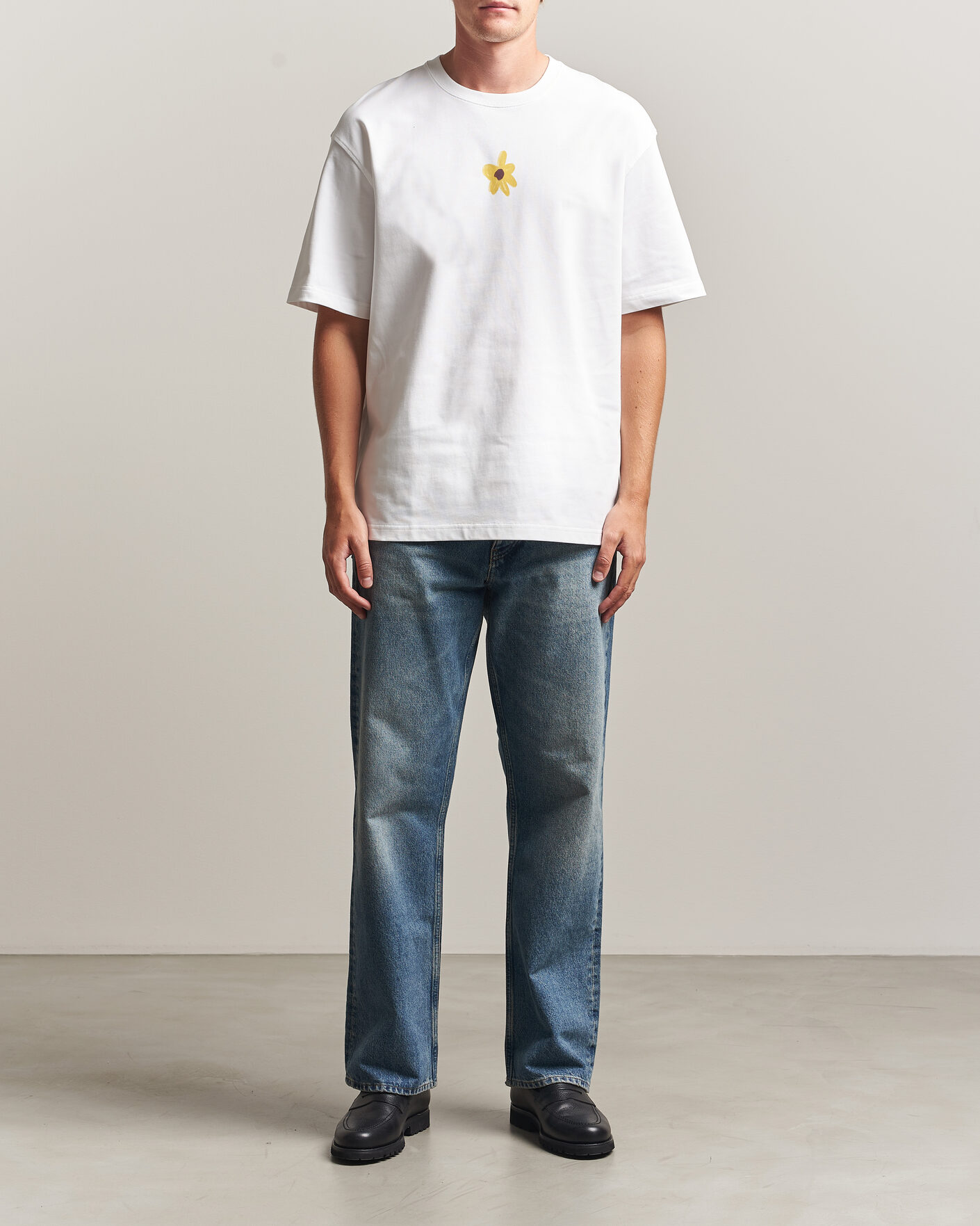 Uomini | T-shirt | Samsøe Samsøe | Giles Printed Crew Neck T-Shirt White Flowers