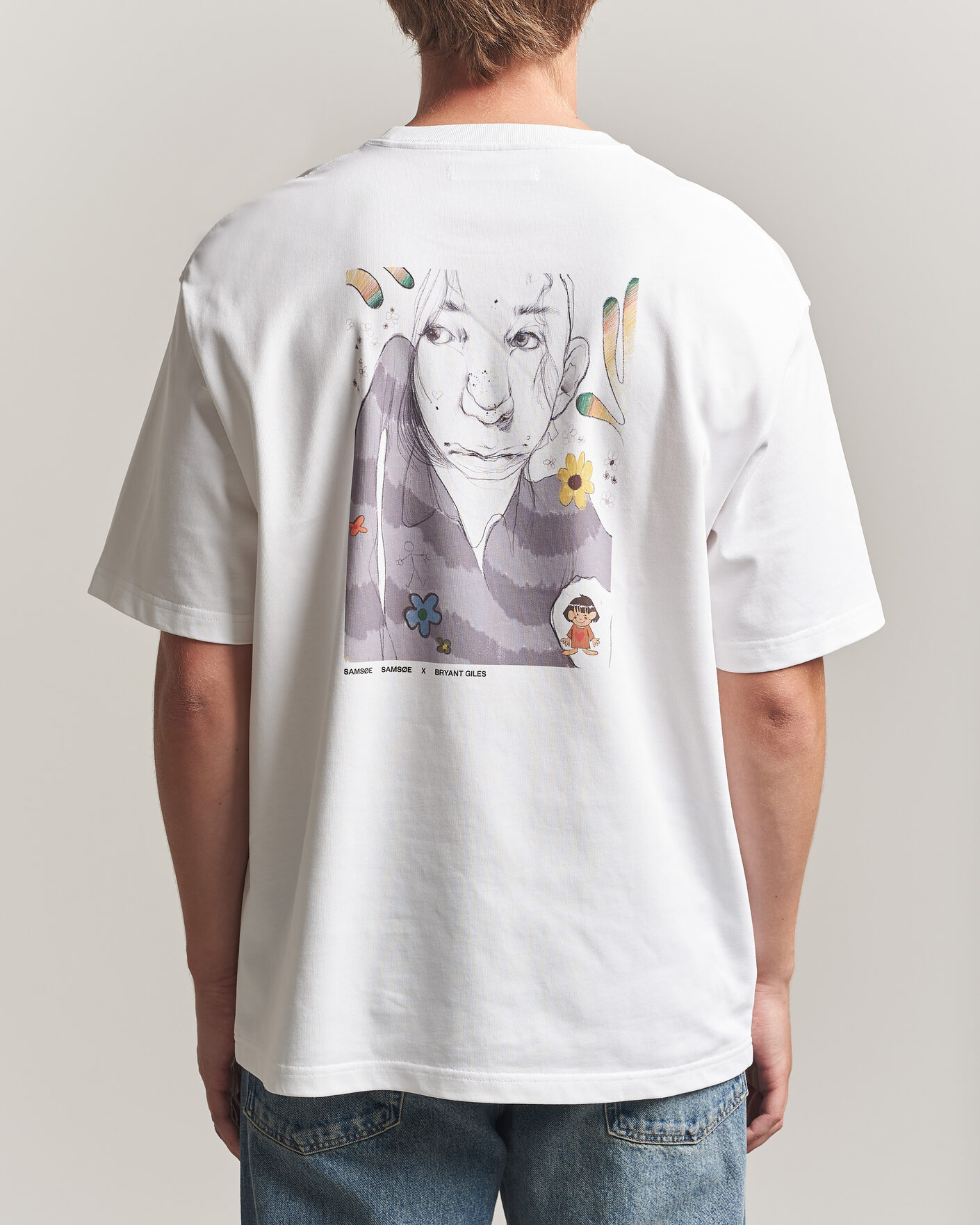 Uomini | T-shirt | Samsøe Samsøe | Giles Printed Crew Neck T-Shirt White Flowers