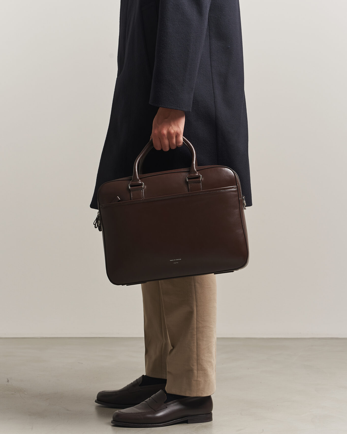 Uomini | Borse | Tiger of Sweden | Burin Smooth Leather Briefcase Dark Brown