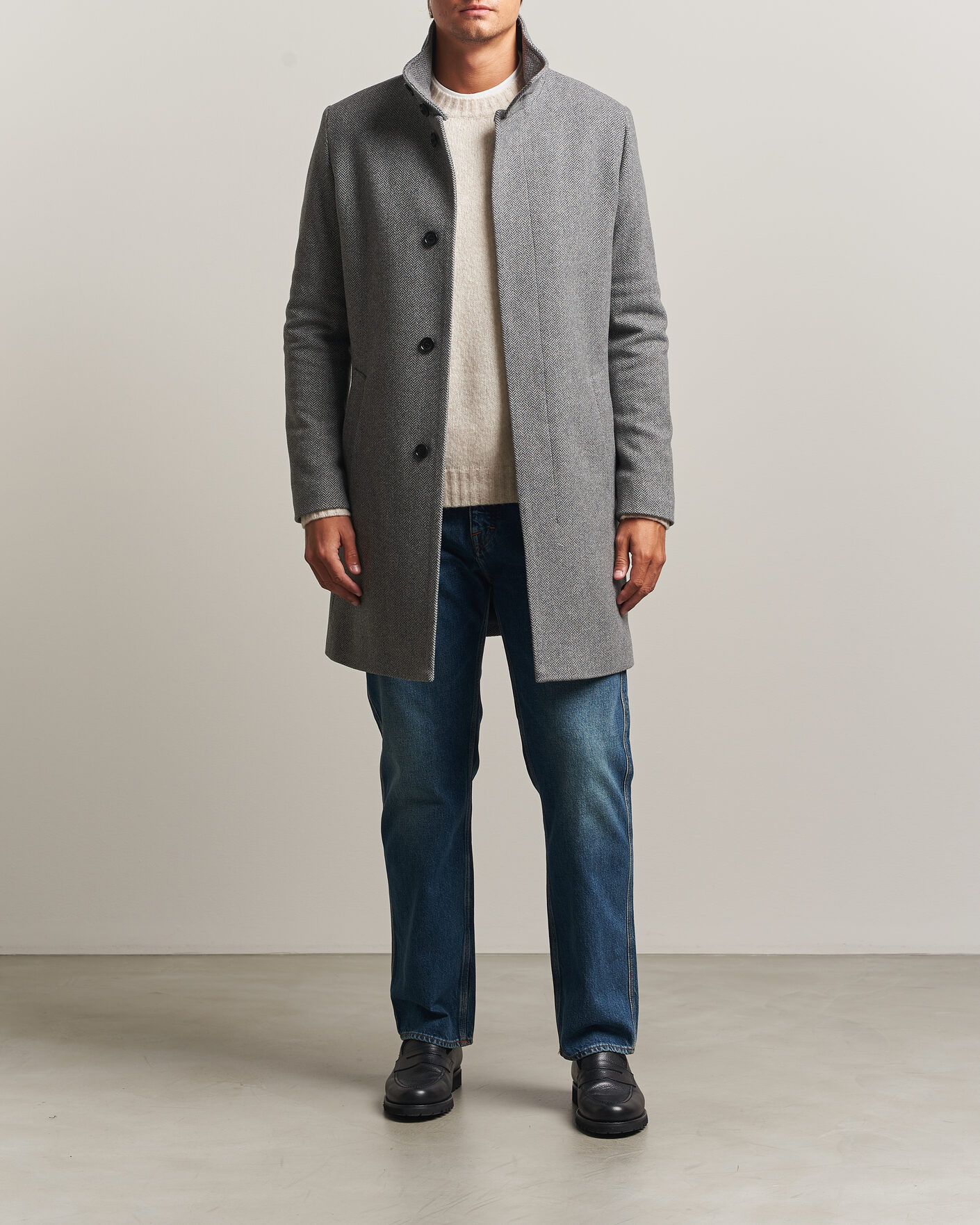 Uomini | Giacche | Tiger of Sweden | Aleric Wool Herringbone Coat Fogy