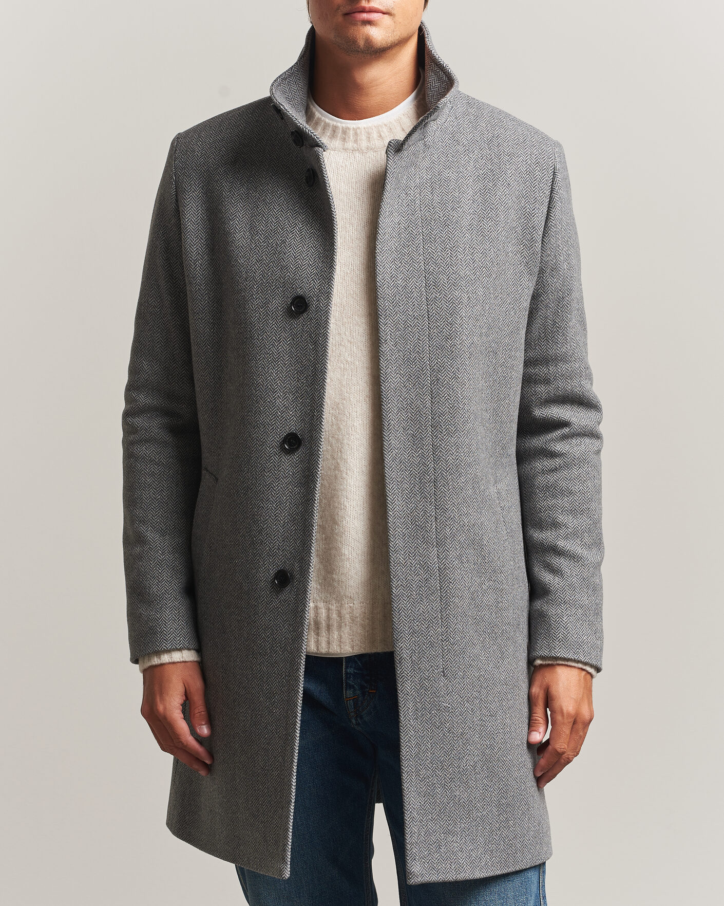 Uomini | Giacche | Tiger of Sweden | Aleric Wool Herringbone Coat Fogy