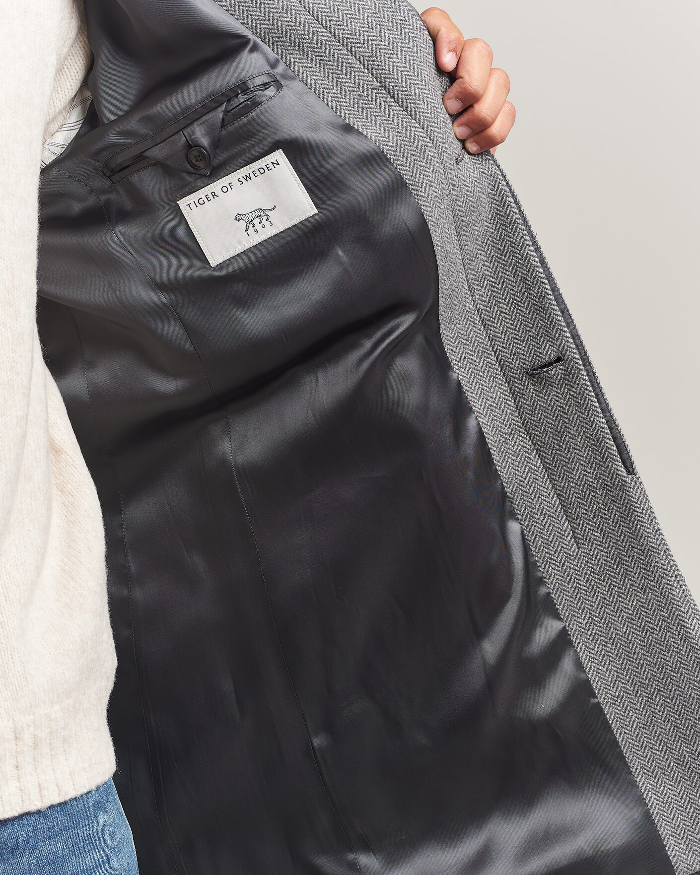 Uomini | Giacche | Tiger of Sweden | Aleric Wool Herringbone Coat Fogy