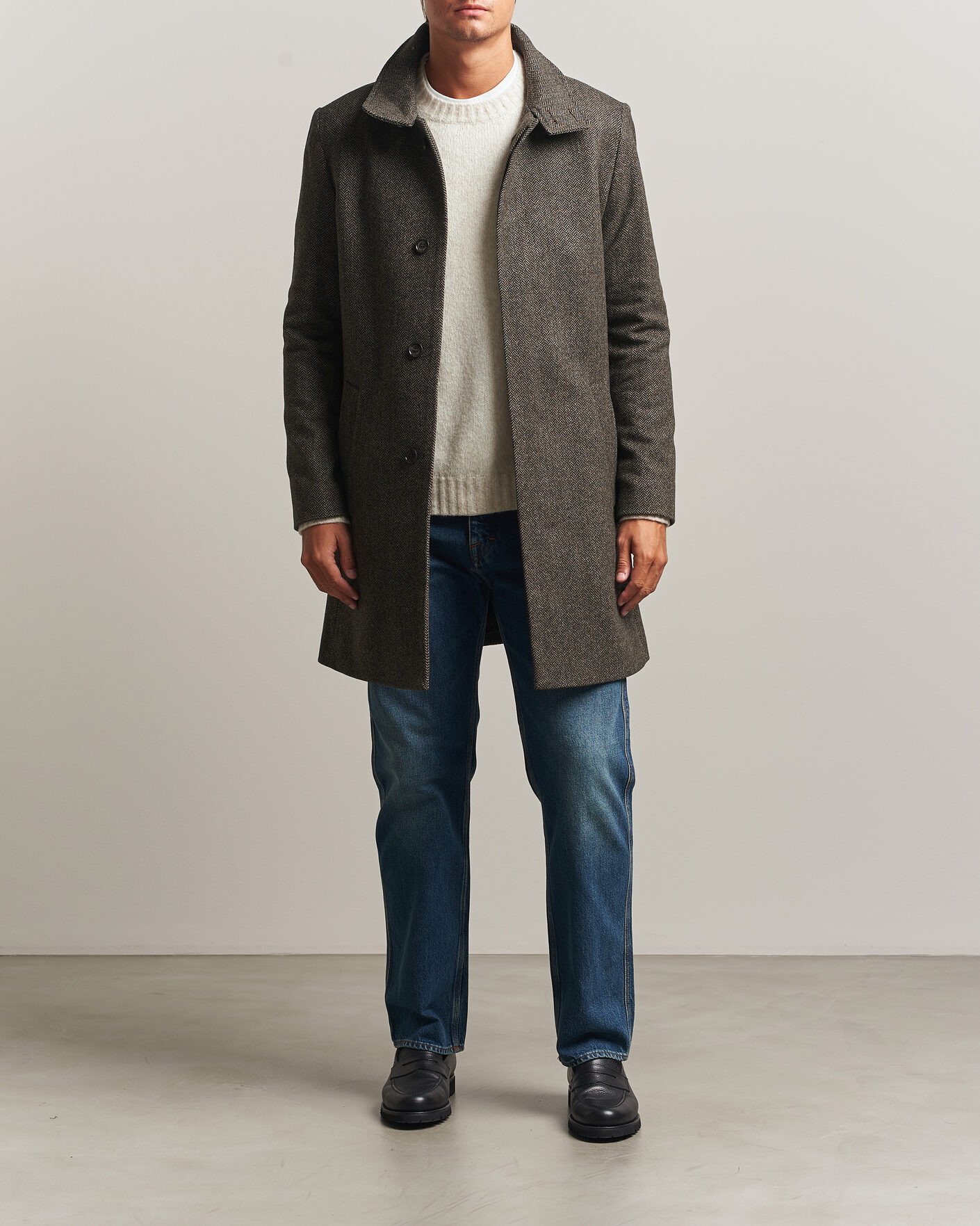 Uomini | Giacche | Tiger of Sweden | Aleric Wool Herringbone Coat Brown