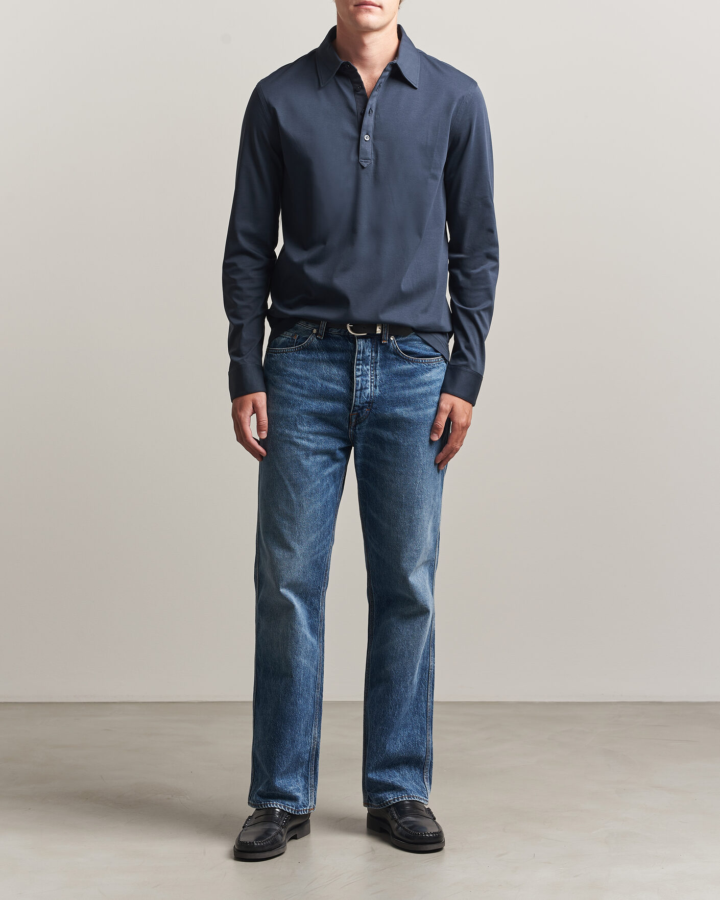 Uomini | Polo | Tiger of Sweden | Tanner Mercerized Cotton Polo Light Ink