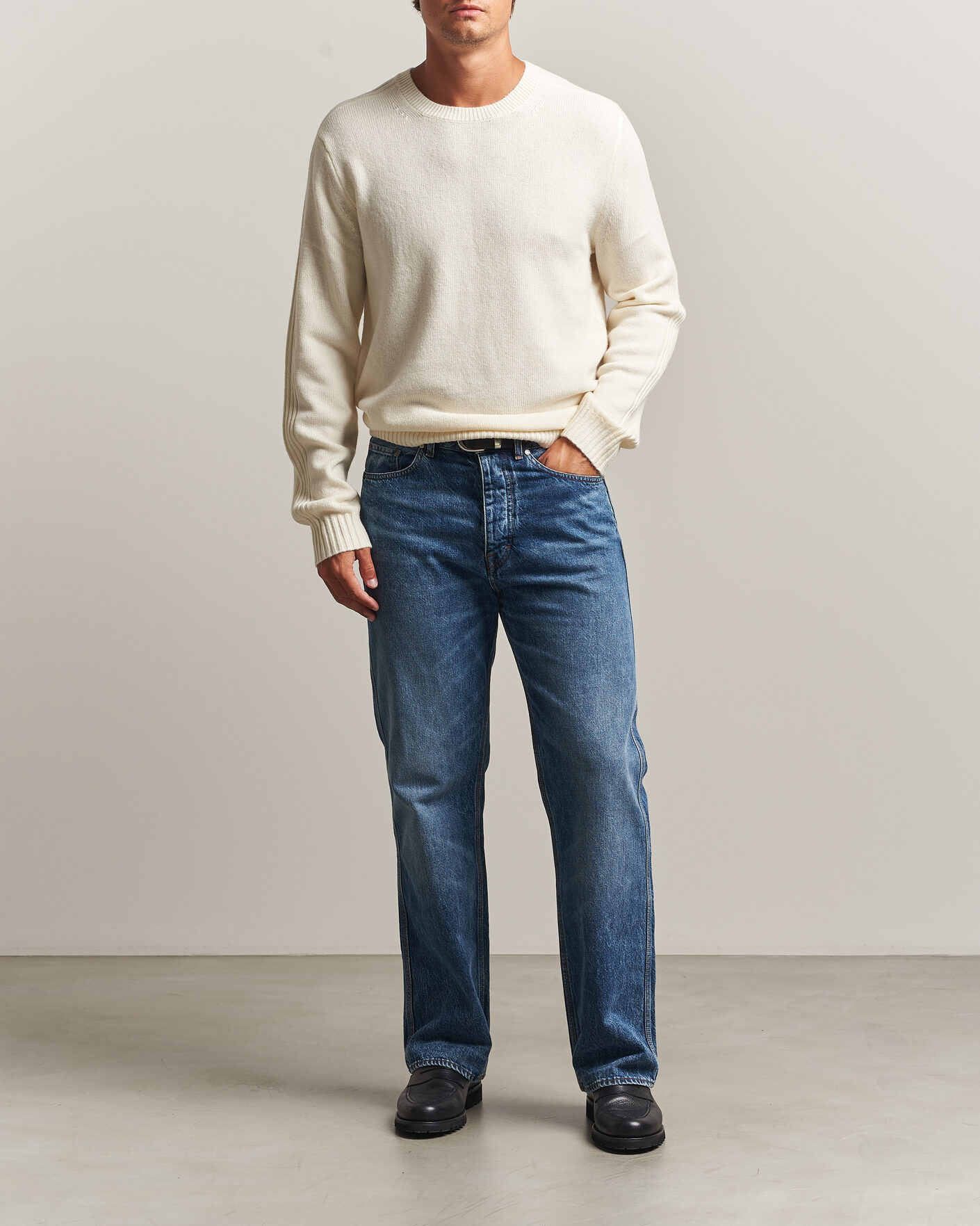 Uomini | Maglieria | Tiger of Sweden | Wilfred Wool/Cashmere Sweater Porcelain Cream