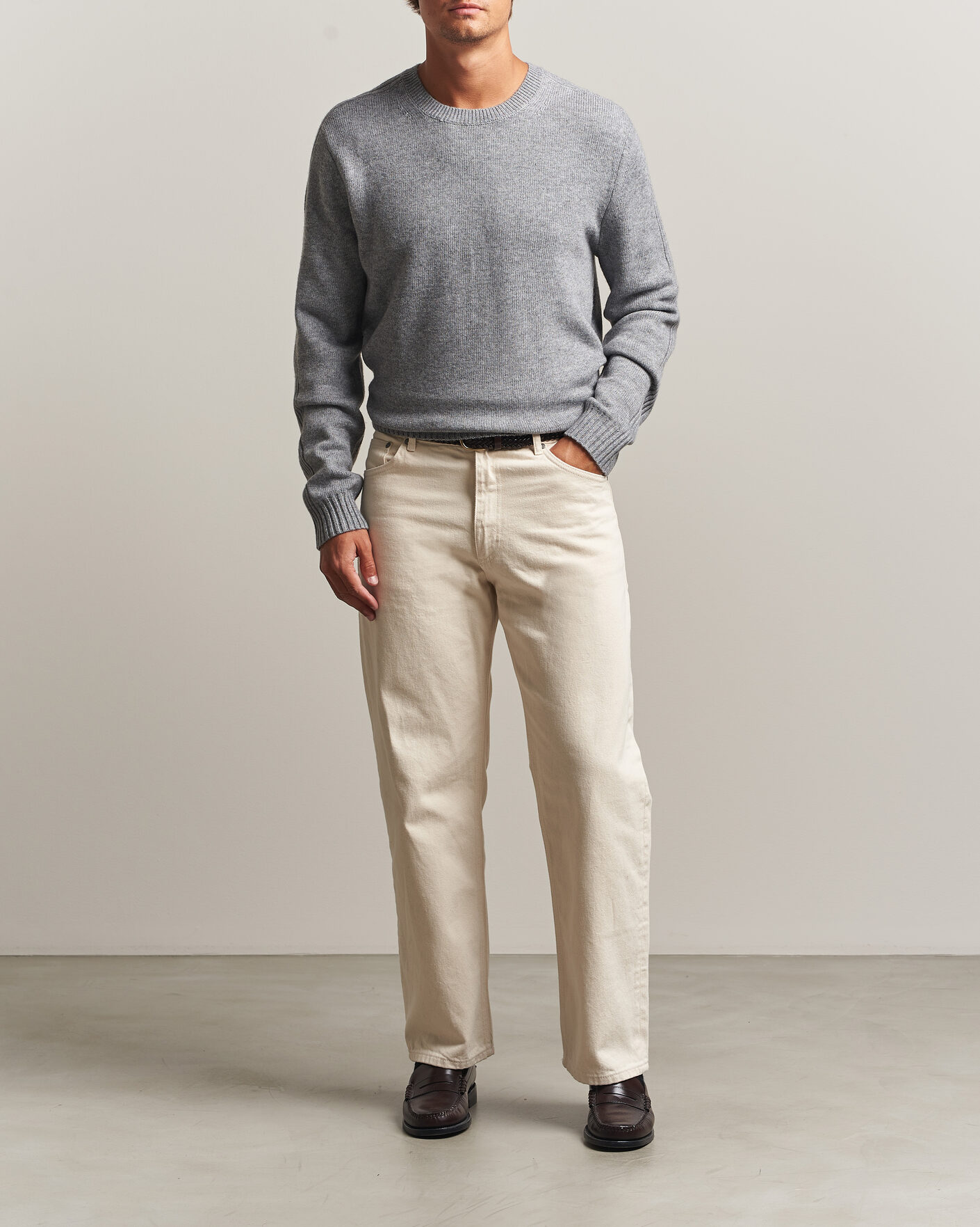 Uomini | Maglieria | Tiger of Sweden | Wilfred Wool/Cashmere Sweater Light Grey Melange