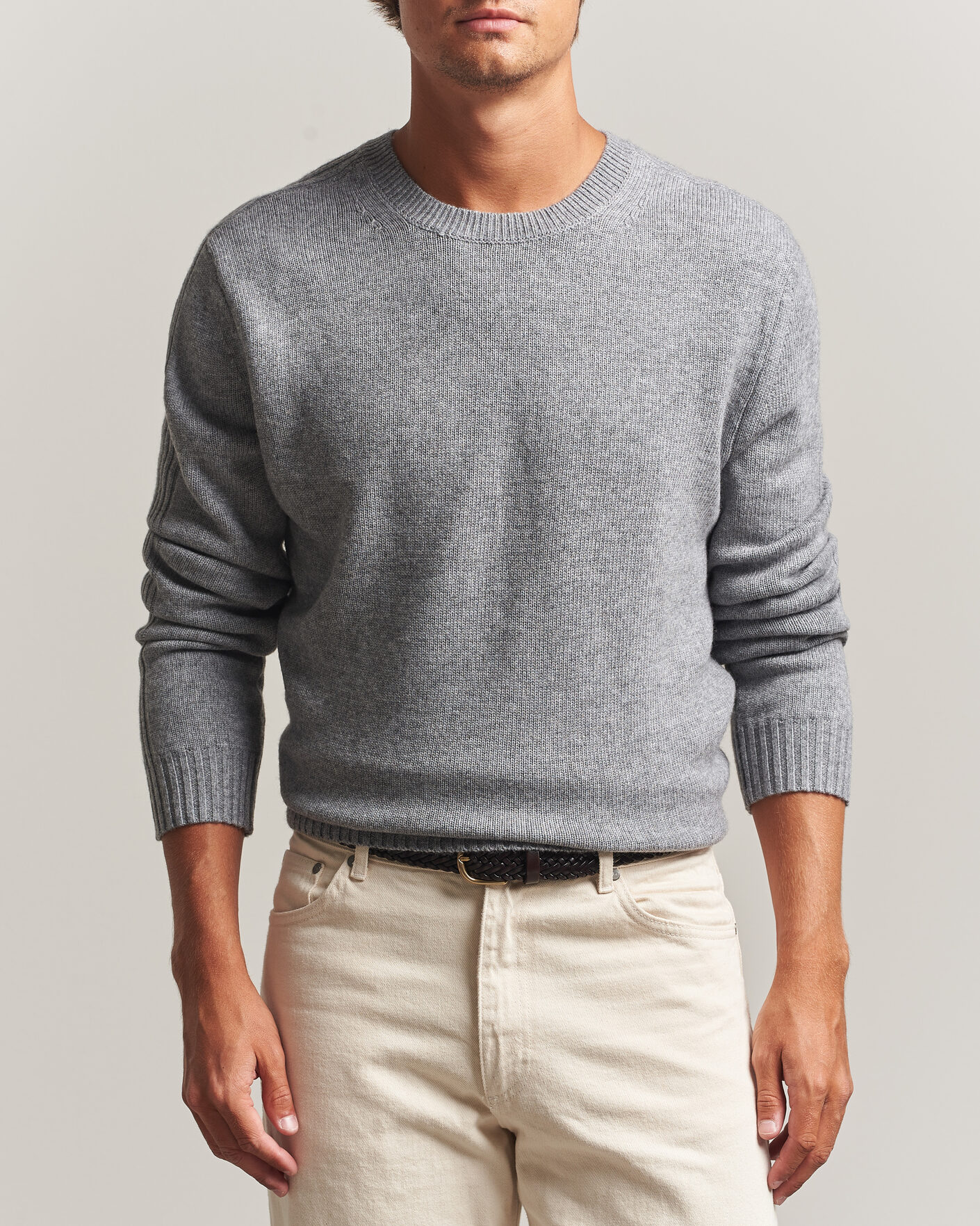 Uomini | Maglieria | Tiger of Sweden | Wilfred Wool/Cashmere Sweater Light Grey Melange