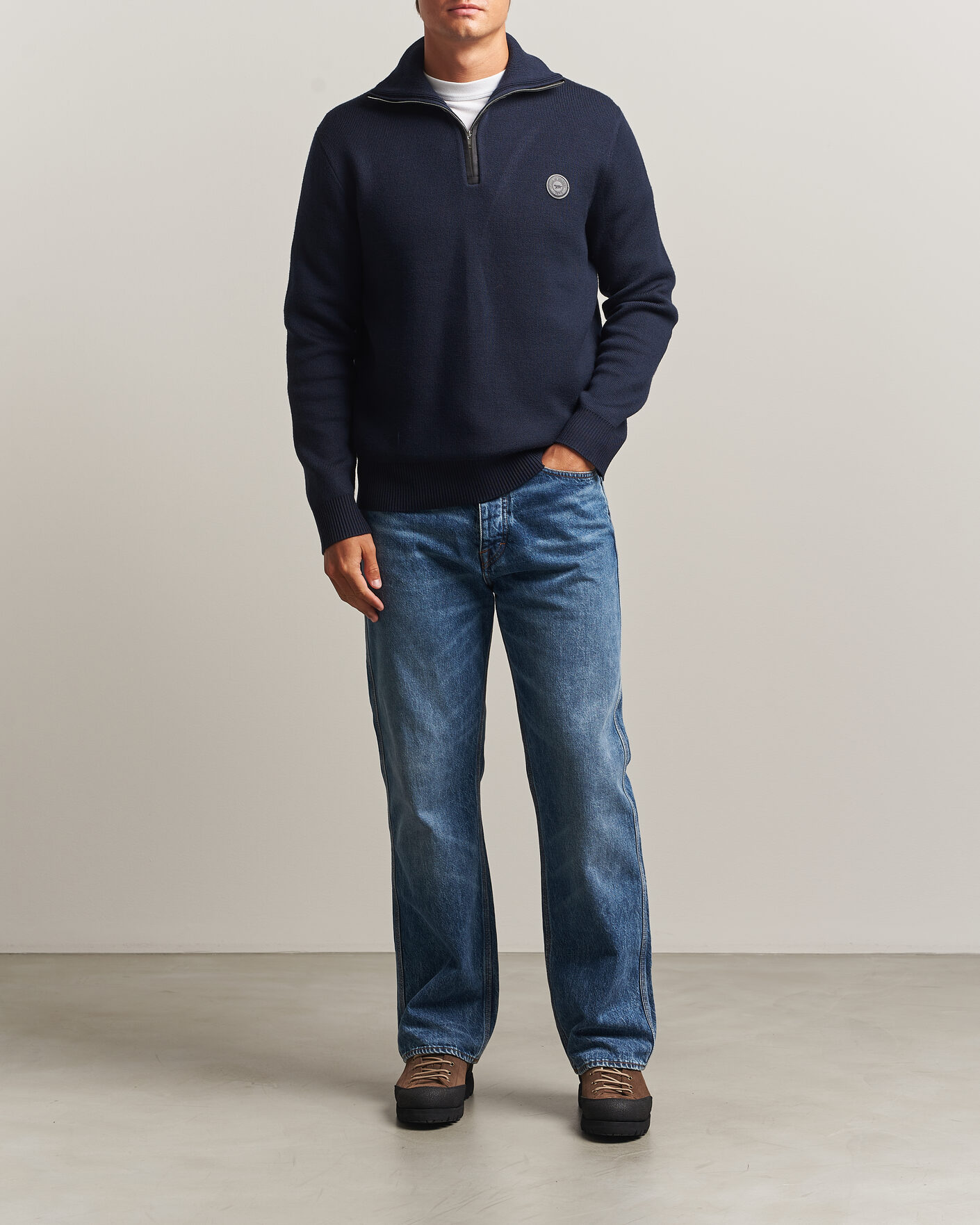 Uomini | Maglieria | Tiger of Sweden | Hamish Wool Heavy Knitted Half Zip Night Grape