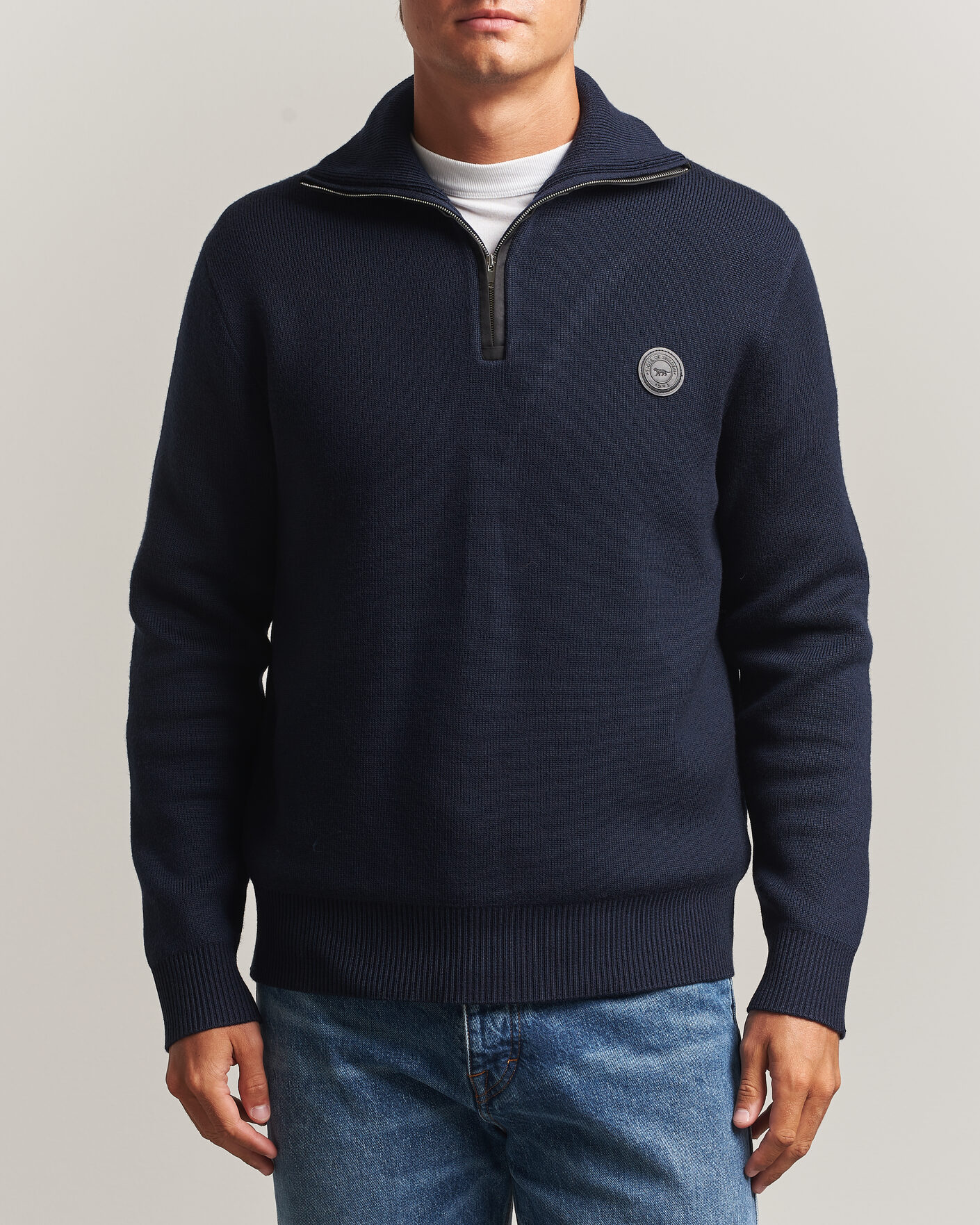 Uomini | Maglieria | Tiger of Sweden | Hamish Wool Heavy Knitted Half Zip Night Grape