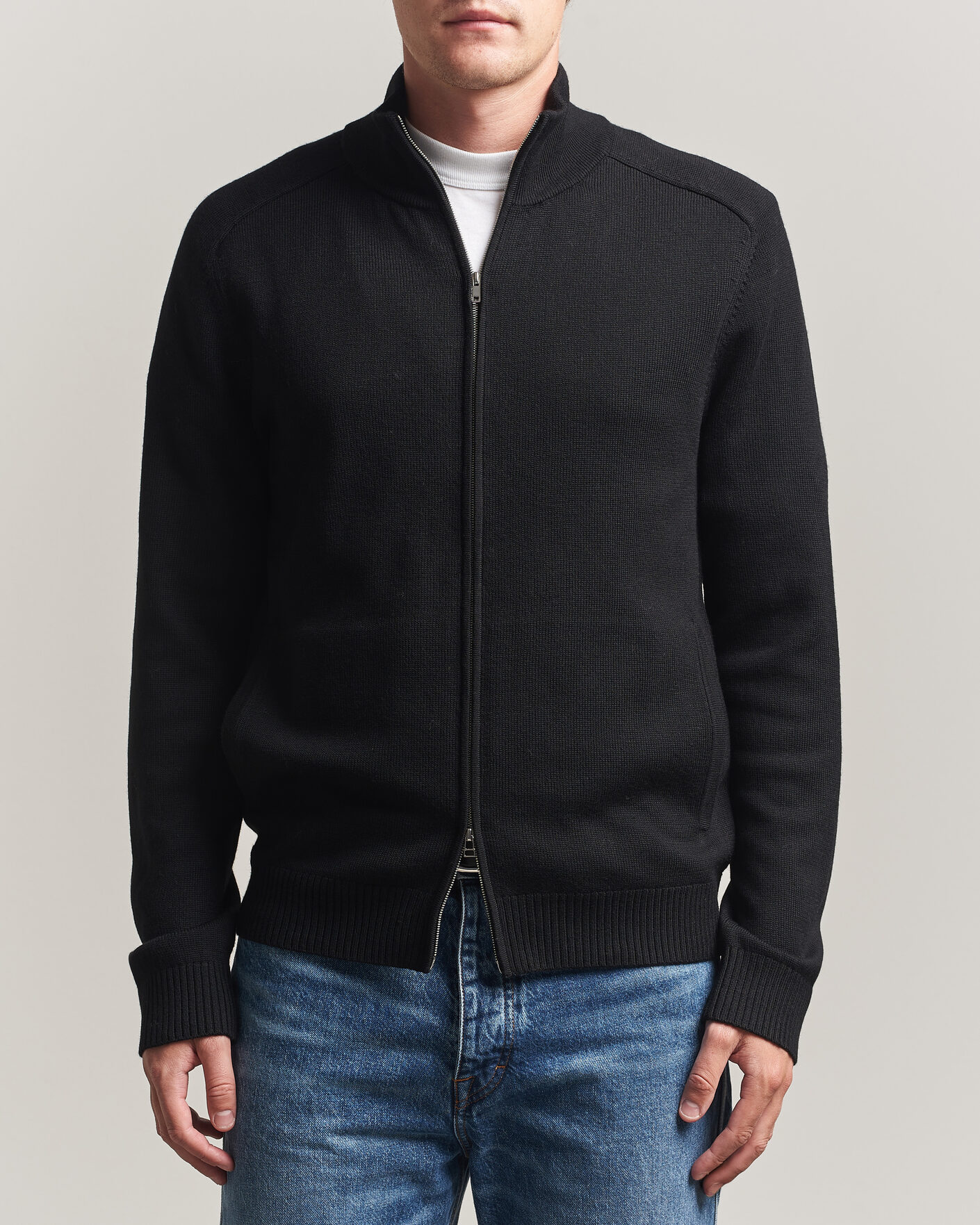 Uomini | Maglieria | Tiger of Sweden | Cassian Wool Full Zip Black