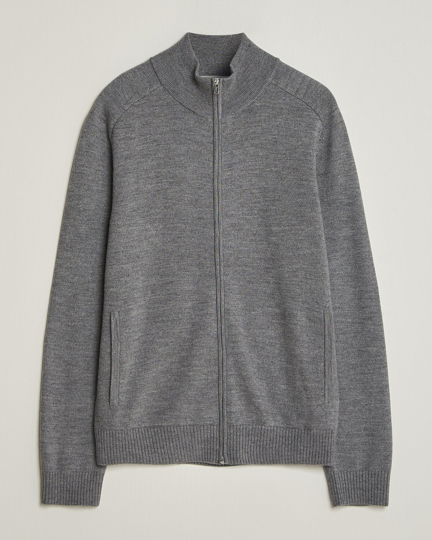 Uomini | Maglieria | Tiger of Sweden | Cassian Wool Full Zip Concrete Melange