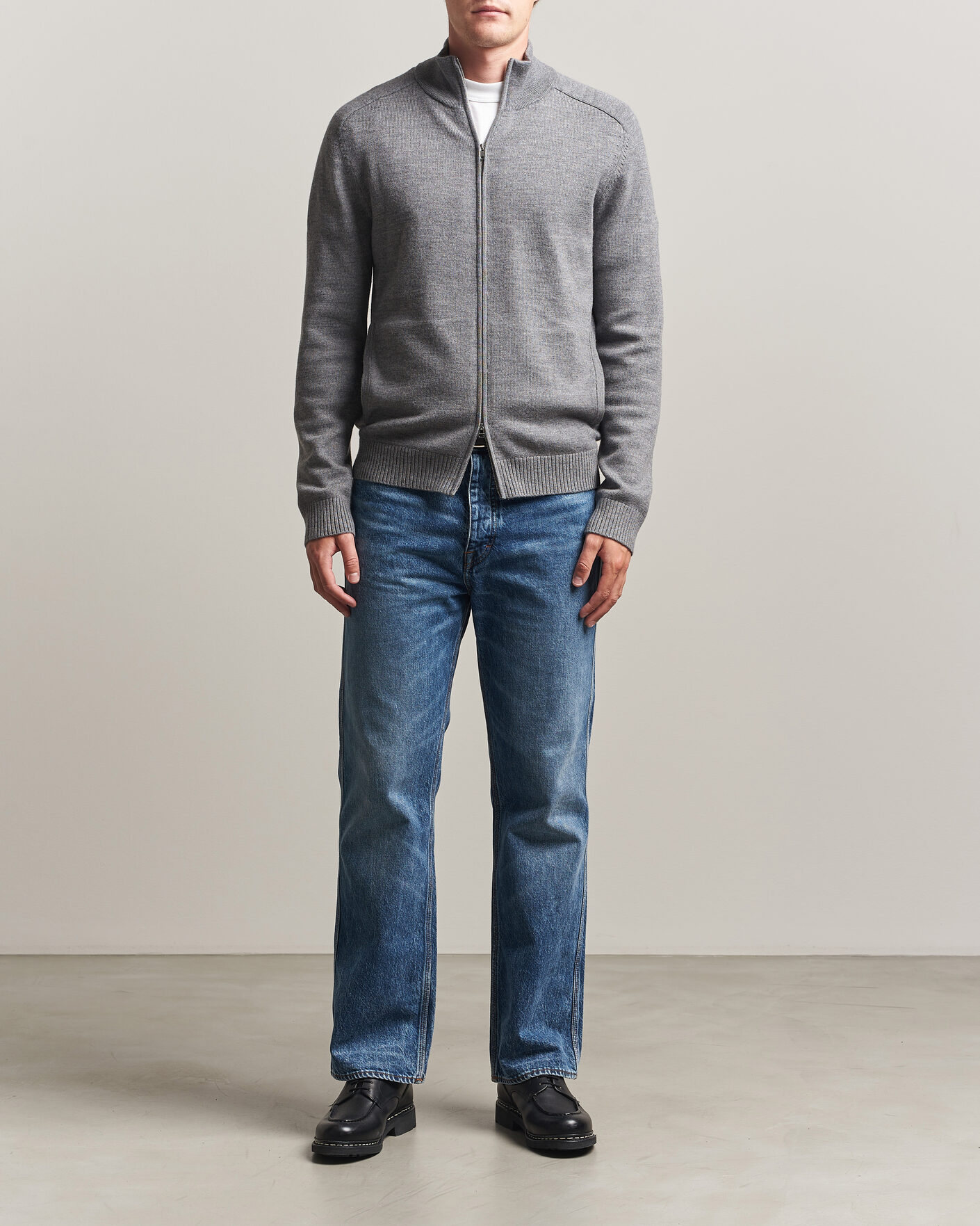 Uomini | Maglieria | Tiger of Sweden | Cassian Wool Full Zip Concrete Melange