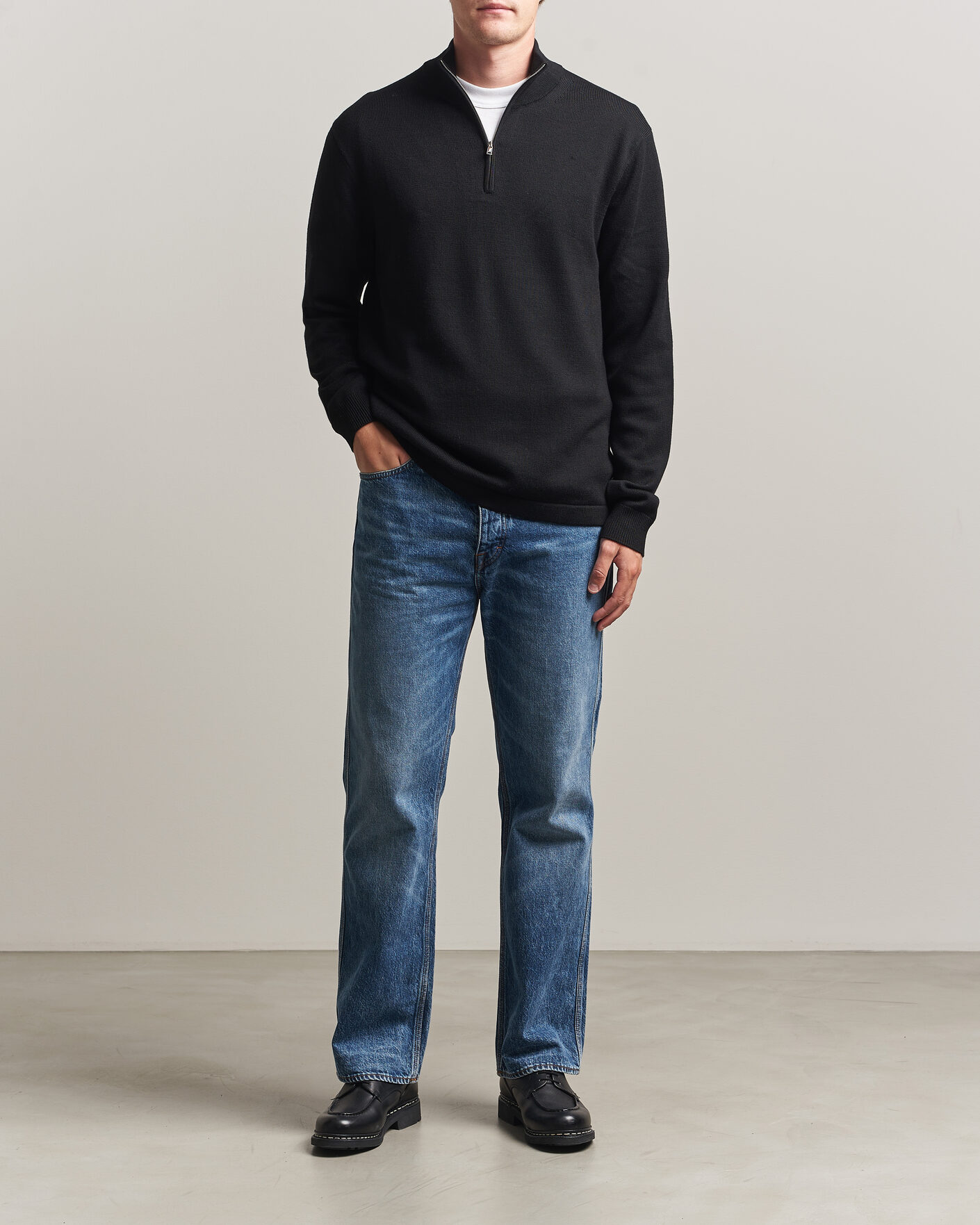 Uomini | Maglieria | Tiger of Sweden | Travis Wool Half Zip Black