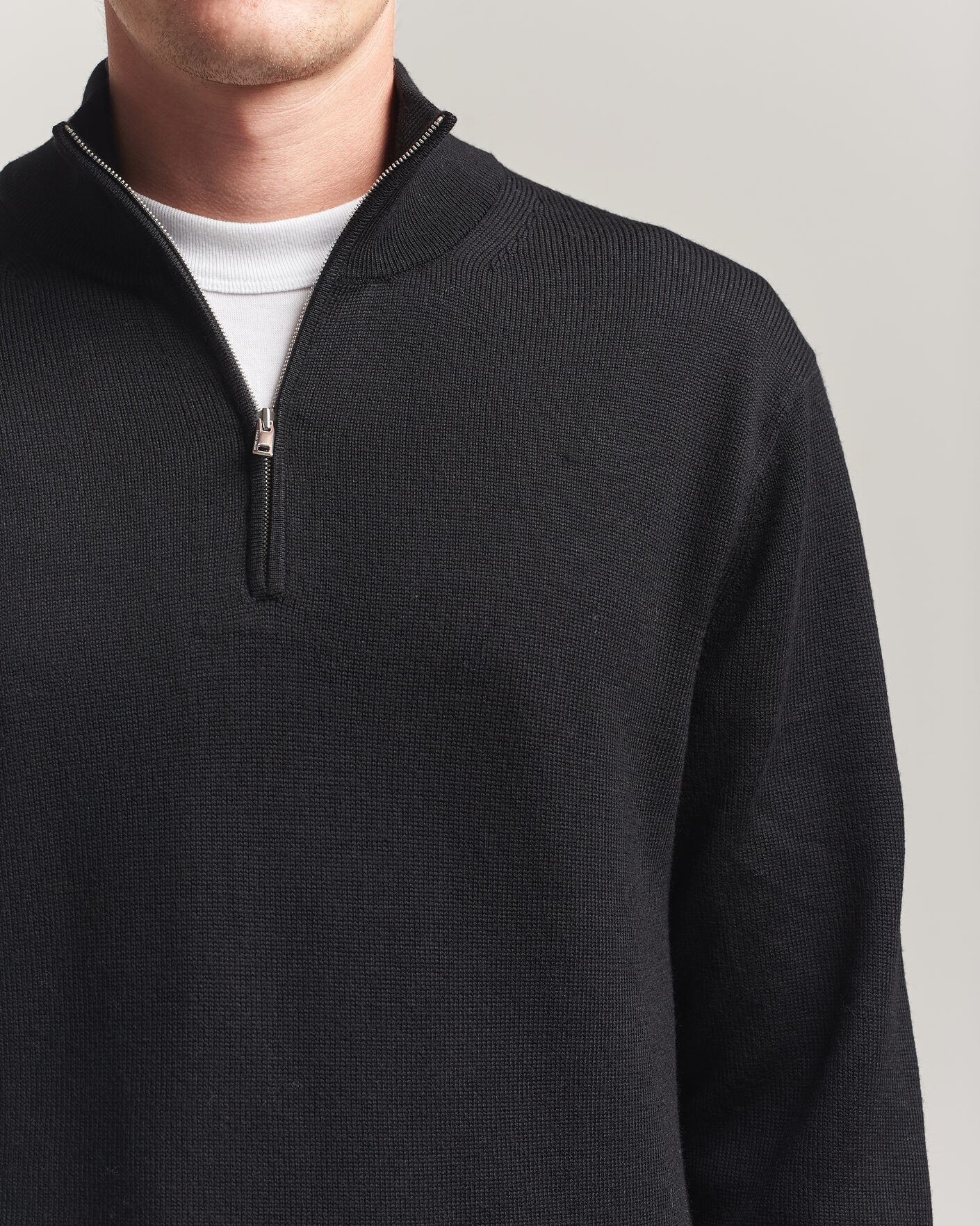 Uomini | Maglieria | Tiger of Sweden | Travis Wool Half Zip Black