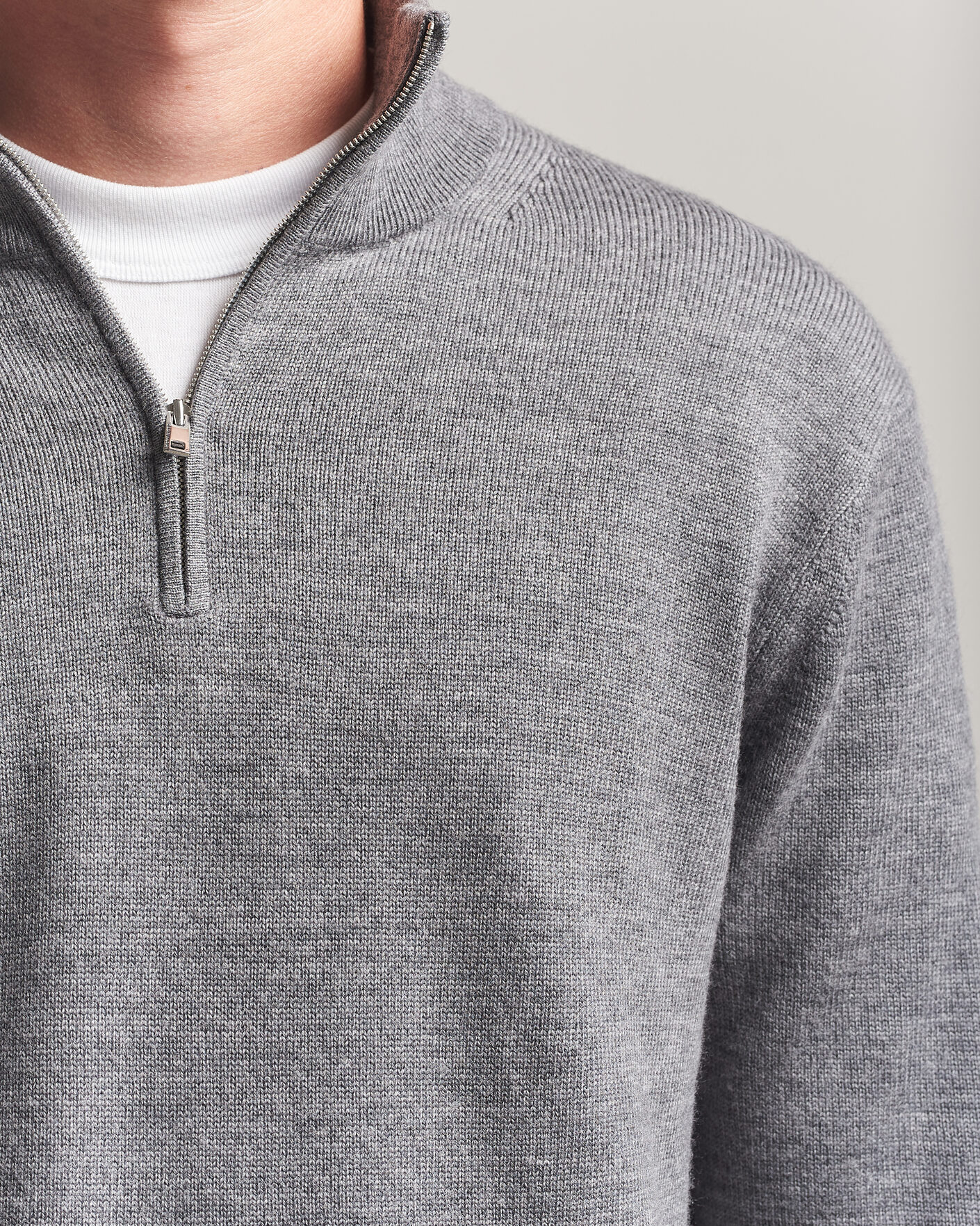 Uomini | Maglieria | Tiger of Sweden | Travis Wool Half Zip Concrete Melange