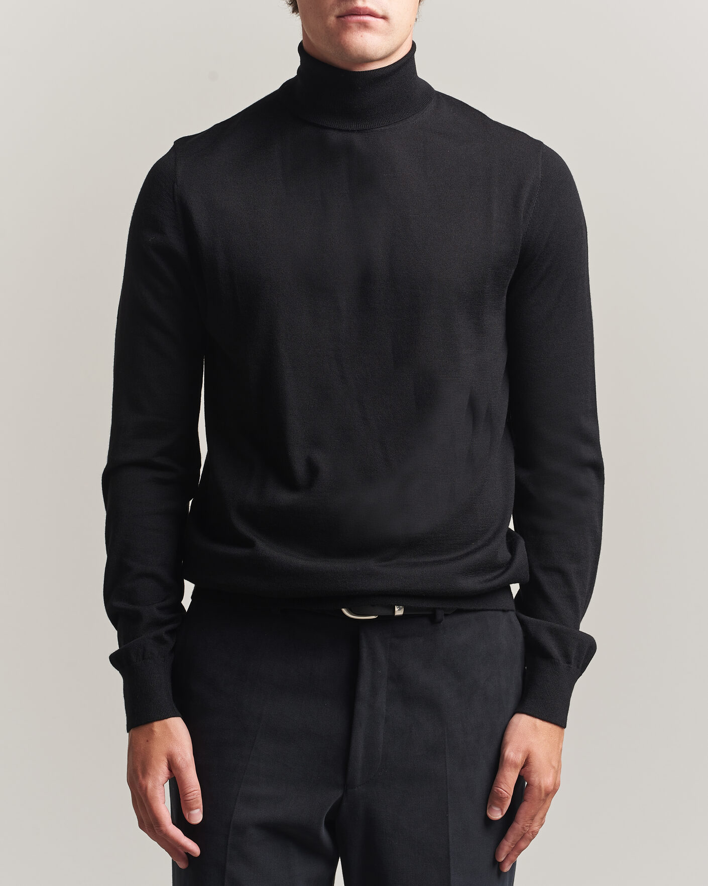 Uomini | Maglieria | Tiger of Sweden | Nevile Extra Fine Merino Polo Black