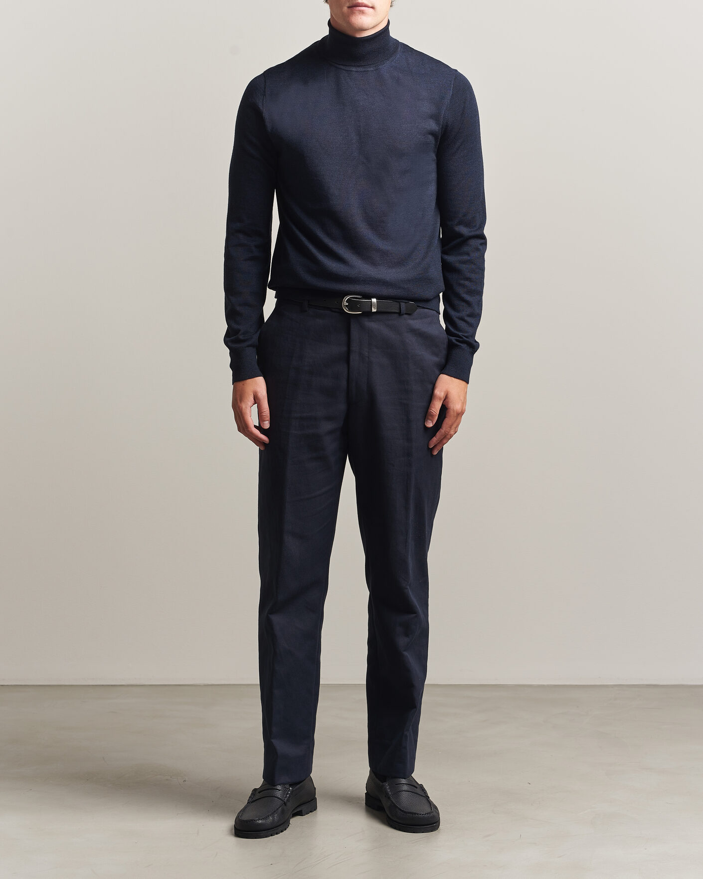 Uomini | Maglieria | Tiger of Sweden | Nevile Extra Fine Merino Polo Light Ink
