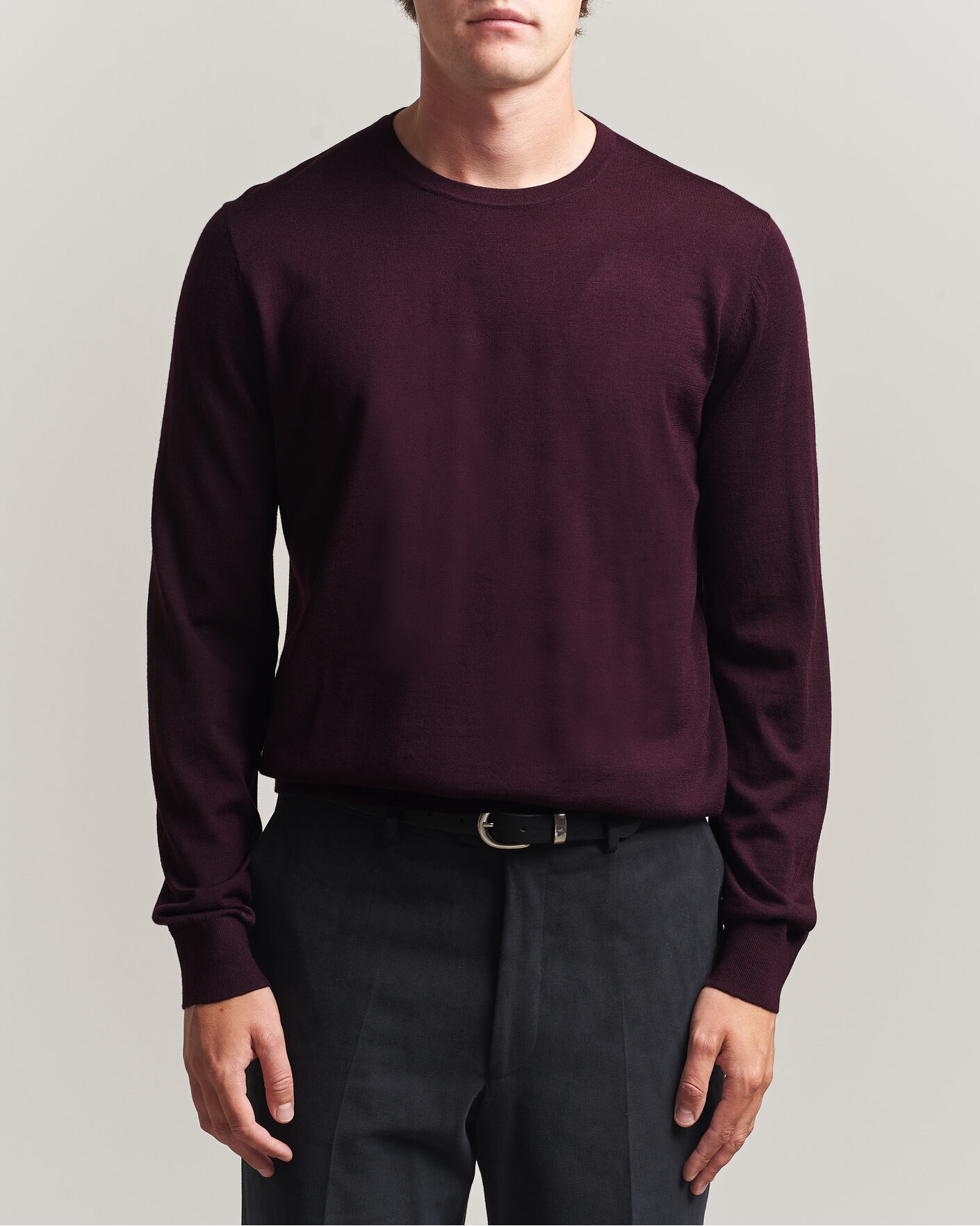 Uomini | Maglieria | Tiger of Sweden | Connor Extra Fine Merino Crew Neck Pullover Aubergine