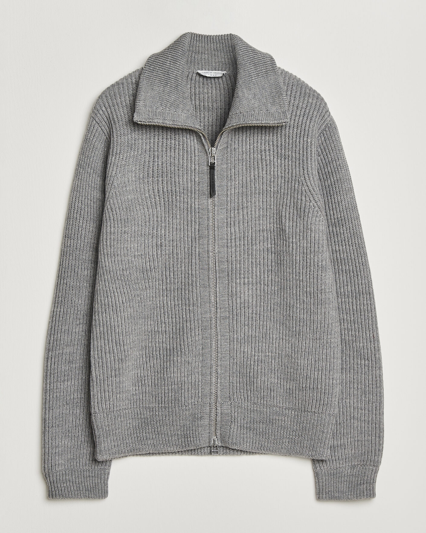 Uomini | Maglieria | Tiger of Sweden | Niall Wool Heavy Knitted Full Zip Grey Melange