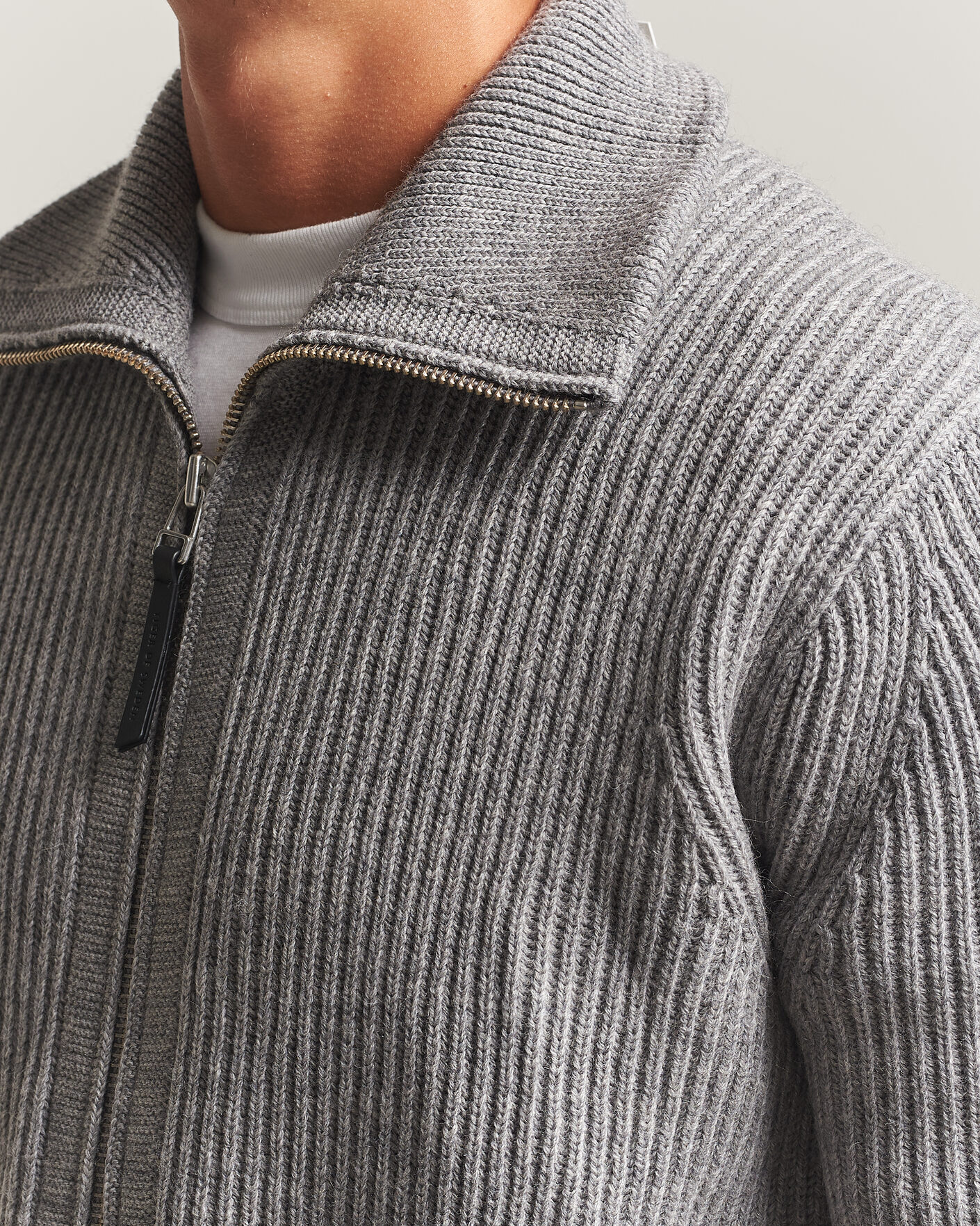 Uomini | Maglieria | Tiger of Sweden | Niall Wool Heavy Knitted Full Zip Grey Melange