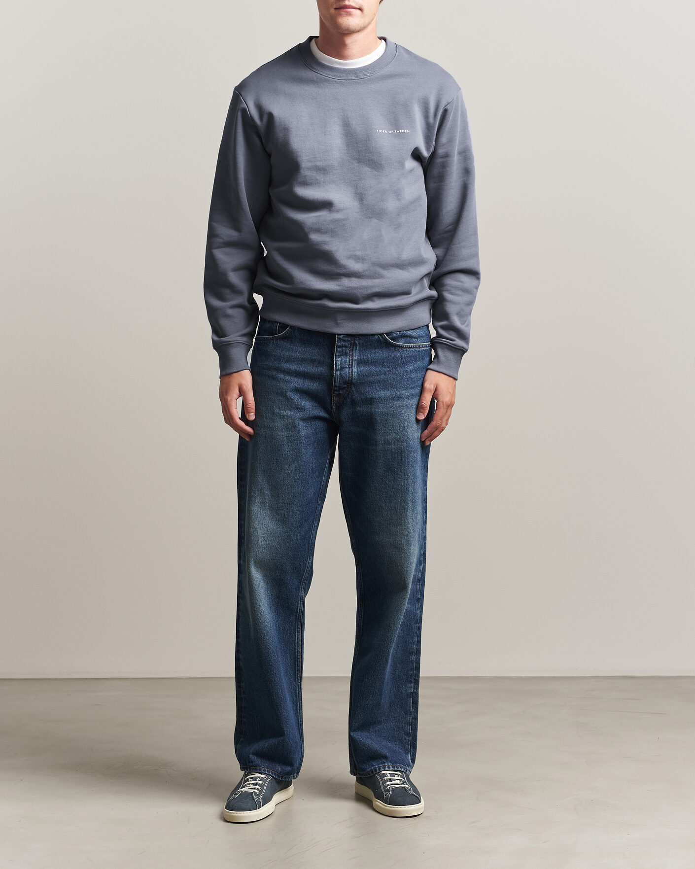 Uomini | Maglieria | Tiger of Sweden | Emerson Crew Neck Sweatshirt Iron Haze