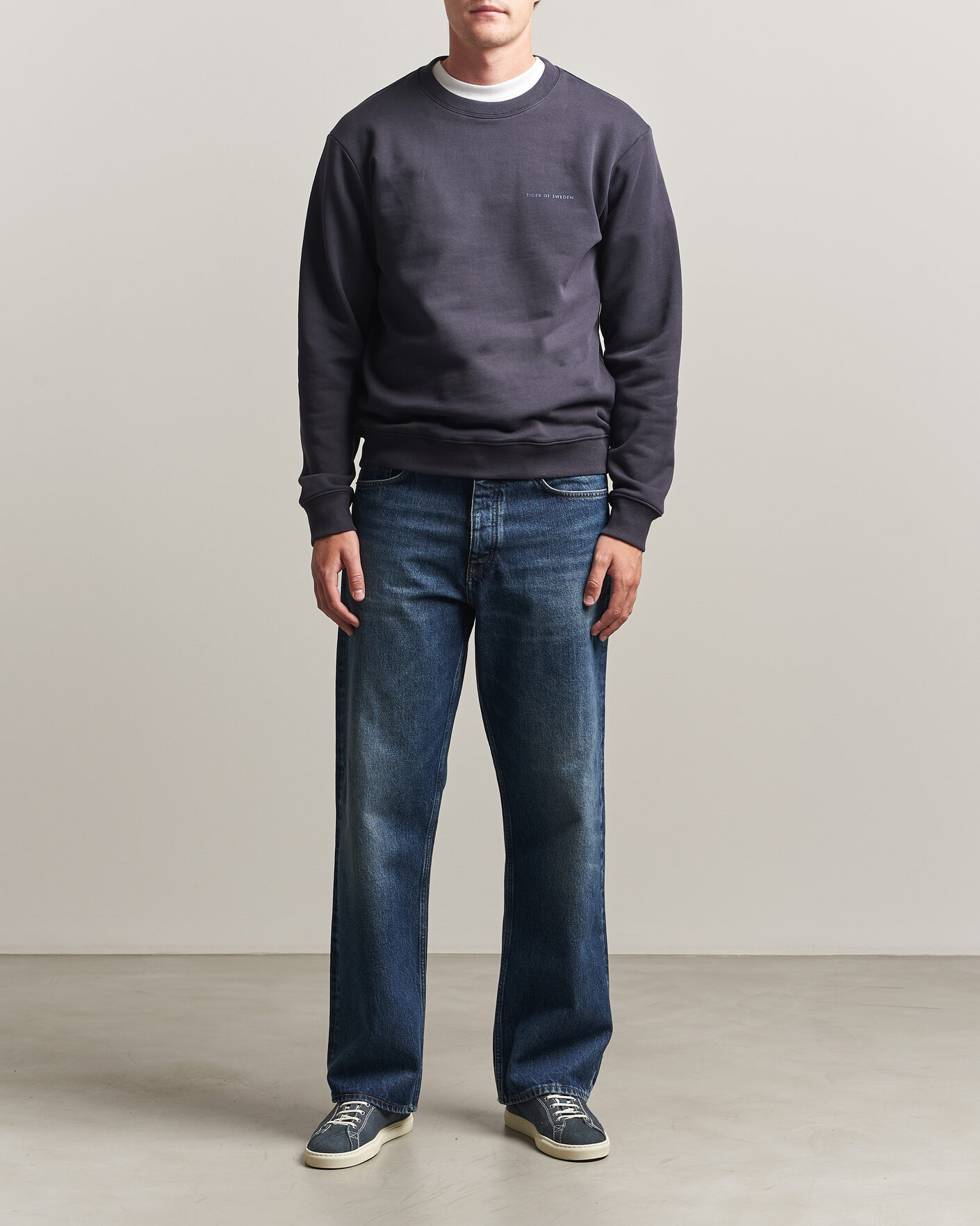 Uomini | Maglieria | Tiger of Sweden | Emerson Crew Neck Sweatshirt Light Ink