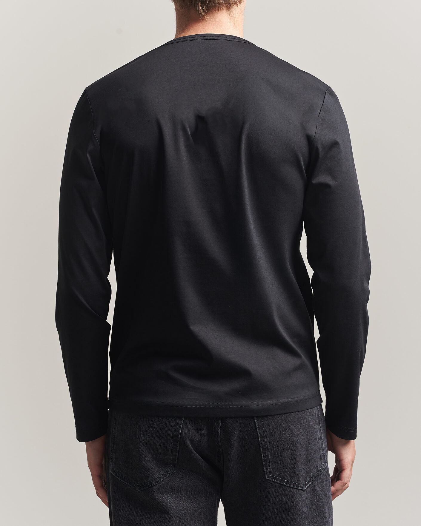 Uomini | T-shirt | Tiger of Sweden | Olaf Mercerized Cotton Long Sleeve T-Shirt Black