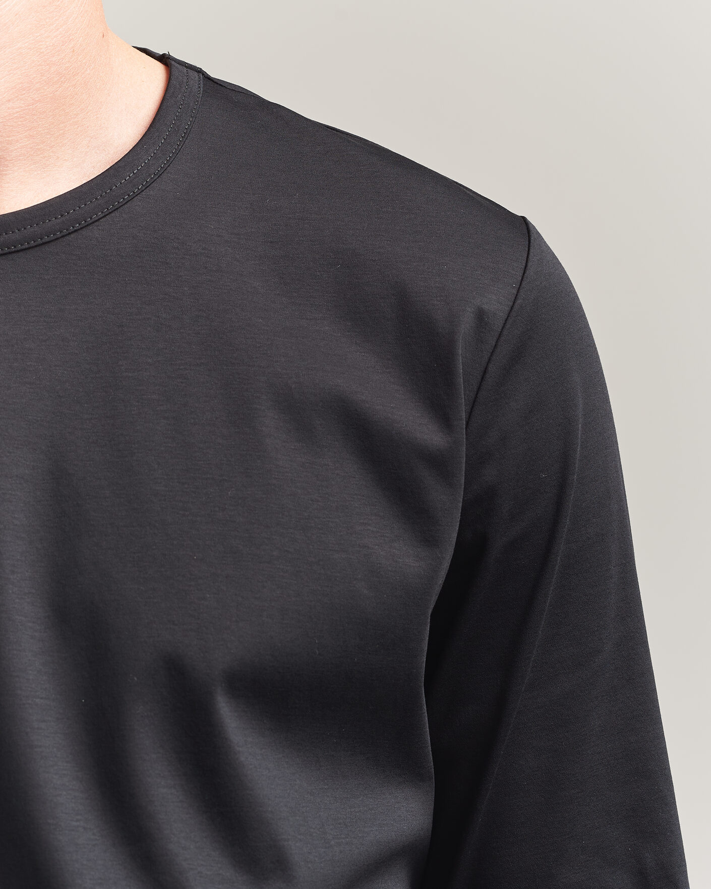 Uomini | T-shirt | Tiger of Sweden | Olaf Mercerized Cotton Long Sleeve T-Shirt Black