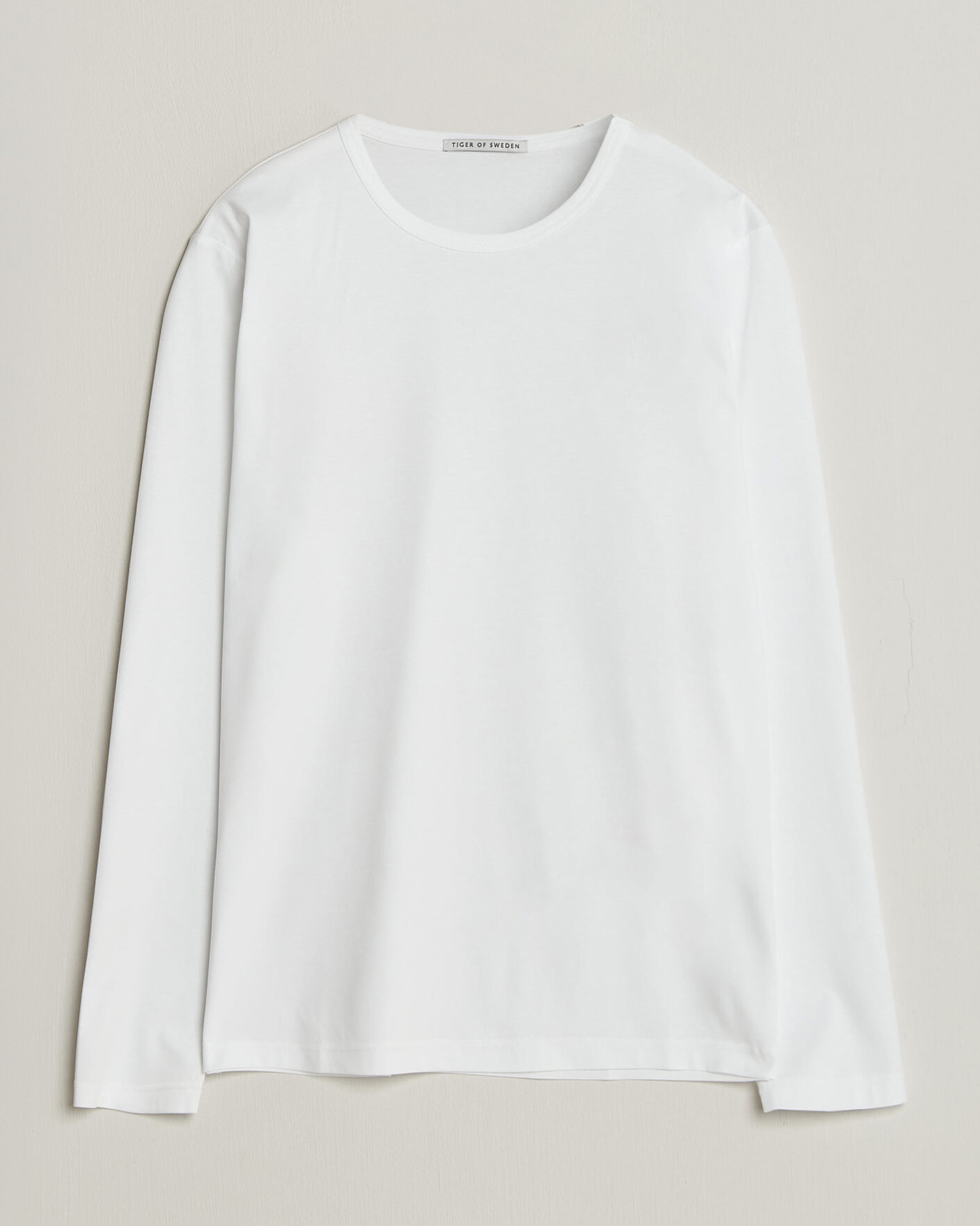 Uomini | T-shirt | Tiger of Sweden | Olaf Mercerized Cotton Long Sleeve T-Shirt Pure White