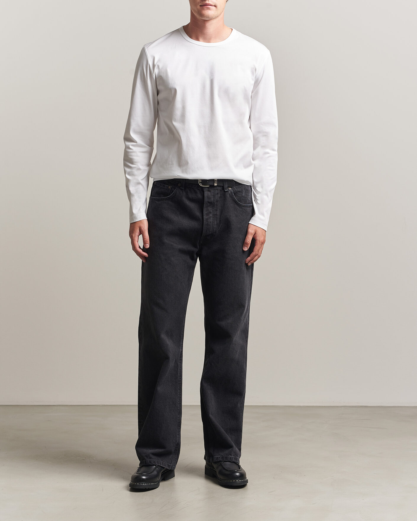 Uomini | T-shirt | Tiger of Sweden | Olaf Mercerized Cotton Long Sleeve T-Shirt Pure White