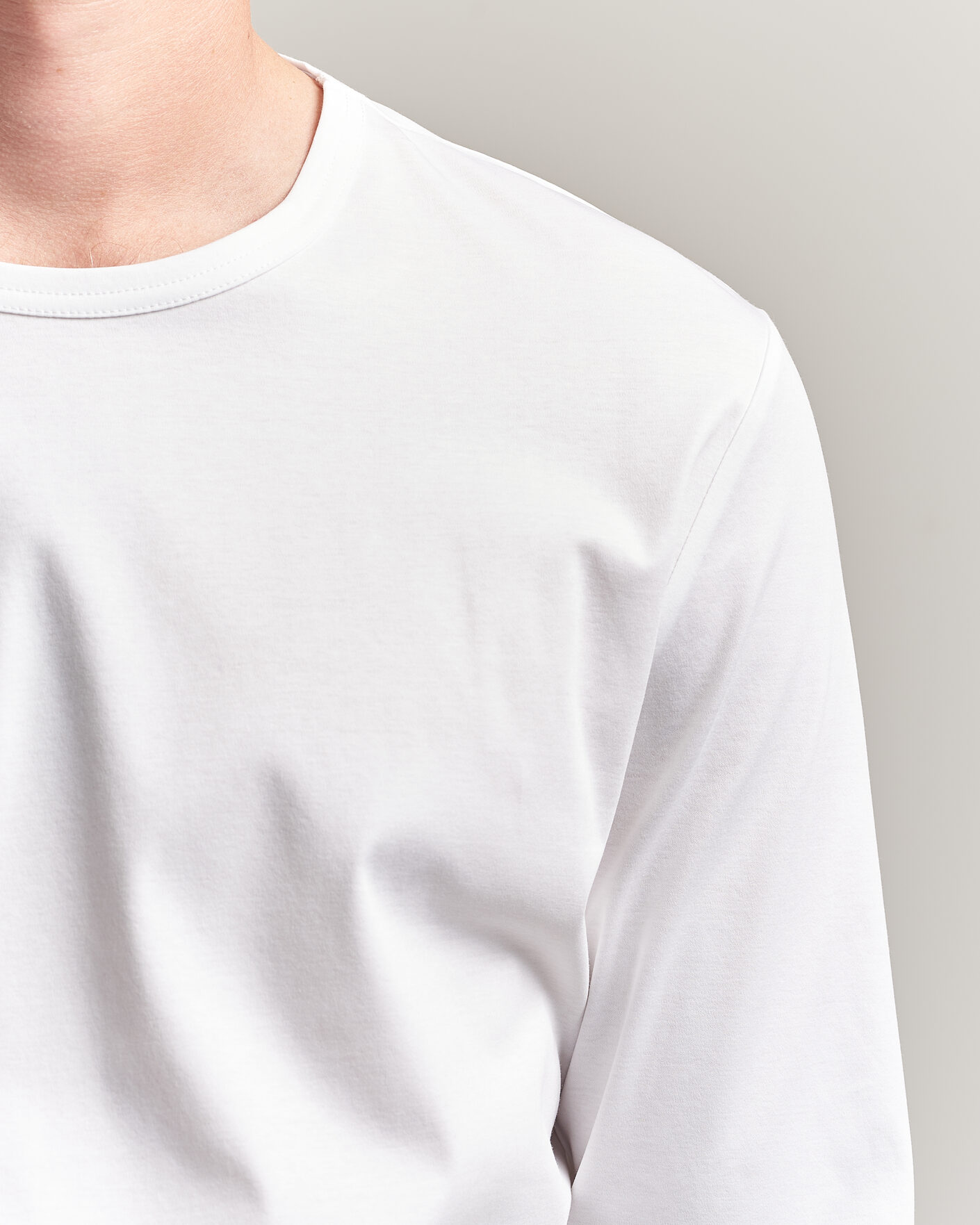 Uomini | T-shirt | Tiger of Sweden | Olaf Mercerized Cotton Long Sleeve T-Shirt Pure White