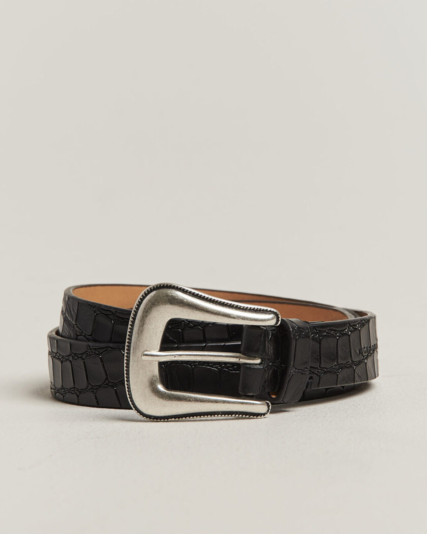 Uomini | Cinture | Tiger of Sweden | Ecus Structured Leather Western Belt Black