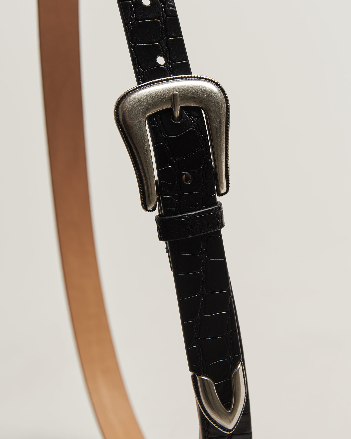 Uomini | Cinture | Tiger of Sweden | Ecus Structured Leather Western Belt Black