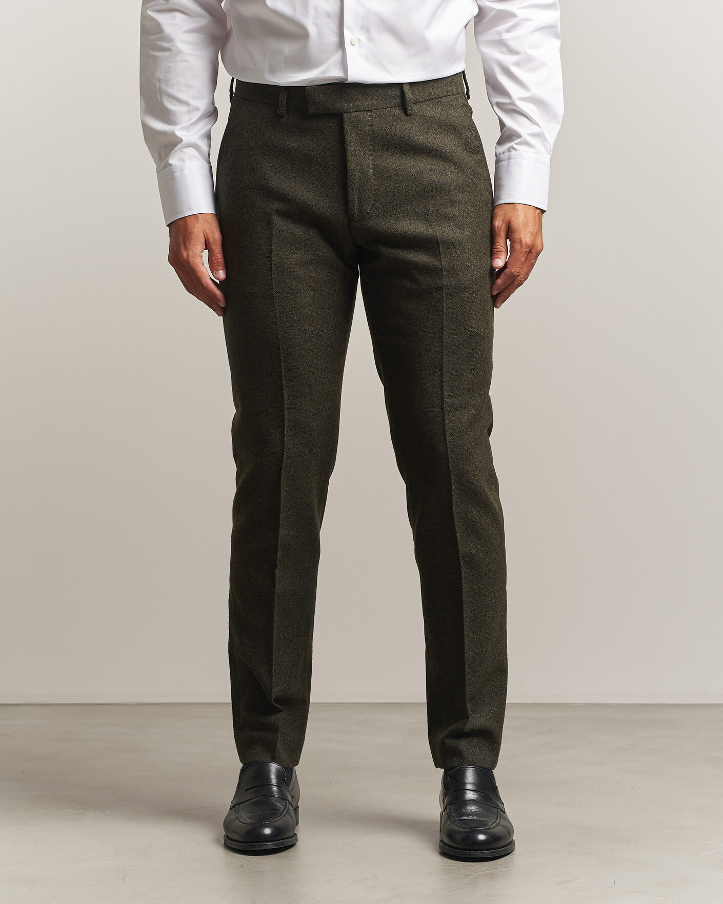Uomini | Pantaloni | Tiger of Sweden | Tenuta Wool Flannel Suit Trousers Muted Canopy
