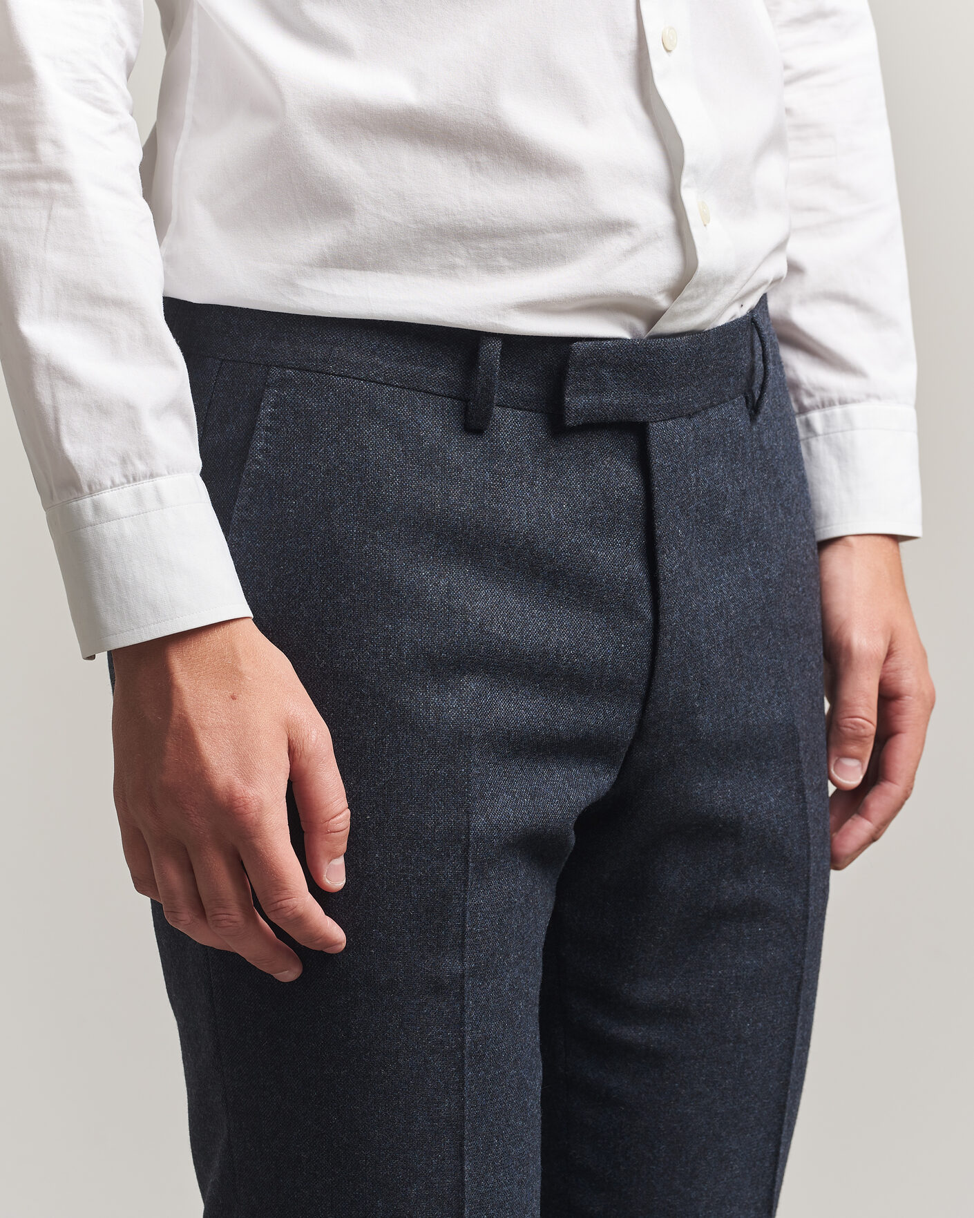 Uomini | Pantaloni | Tiger of Sweden | Tenuta Wool Flannel Suit Trousers Midnight Blue