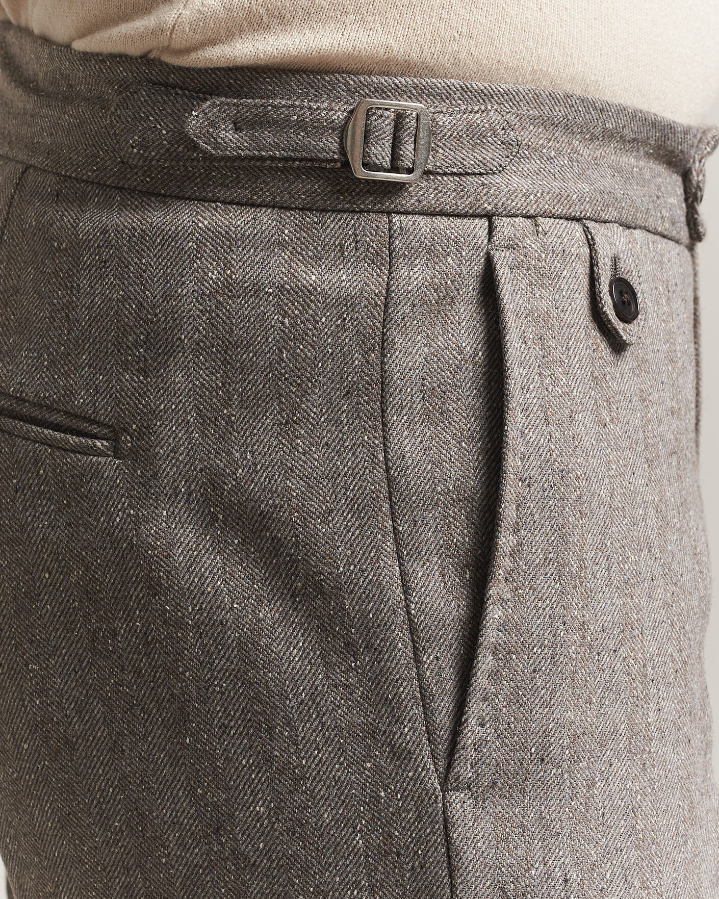 Uomini | Pantaloni | Tiger of Sweden | Tense Wool Donegal Suit Trousers Dark Stone