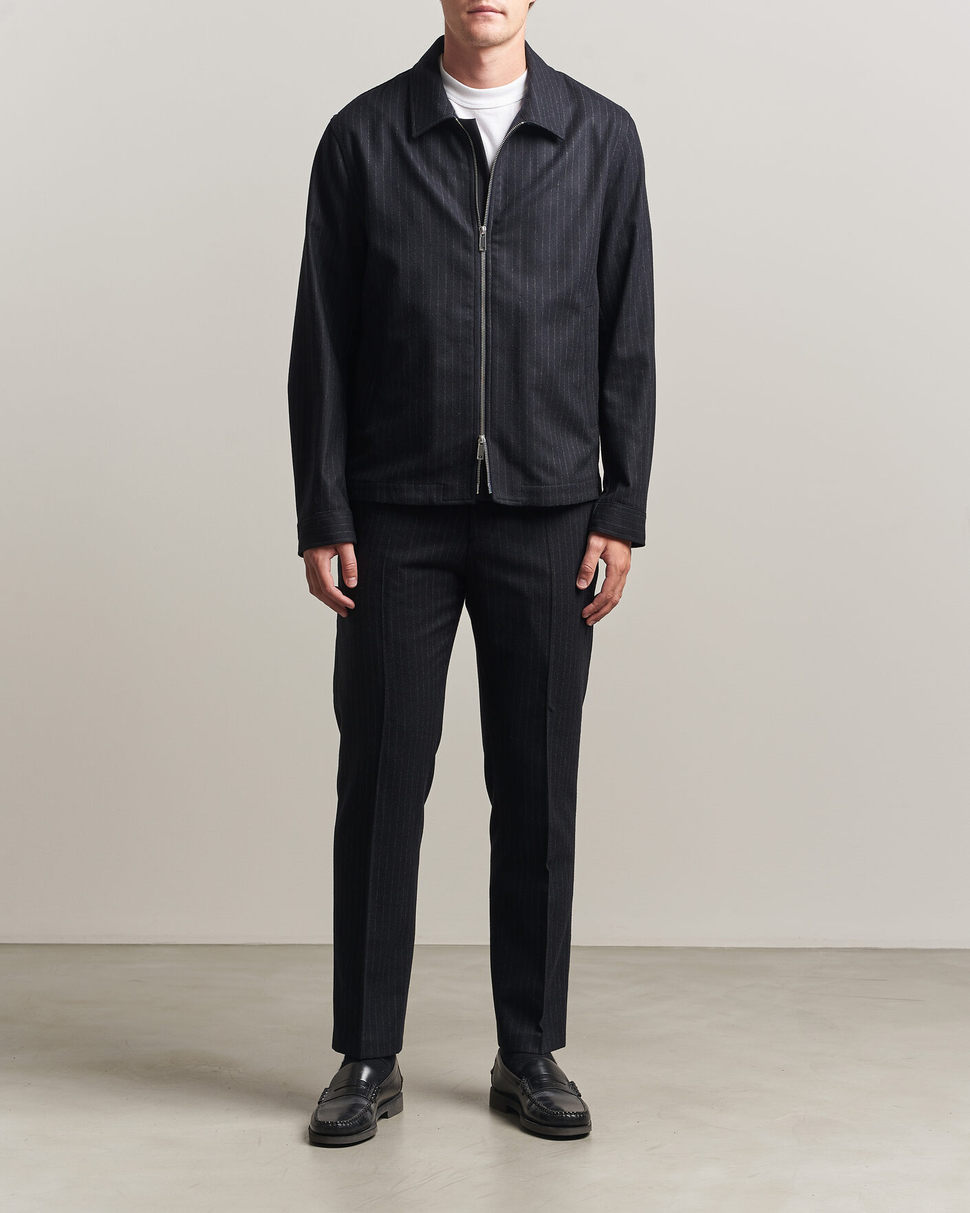 Uomini | Giacche | Tiger of Sweden | Barnaby Wool Pinstriped Shirt Jacket Blue Function