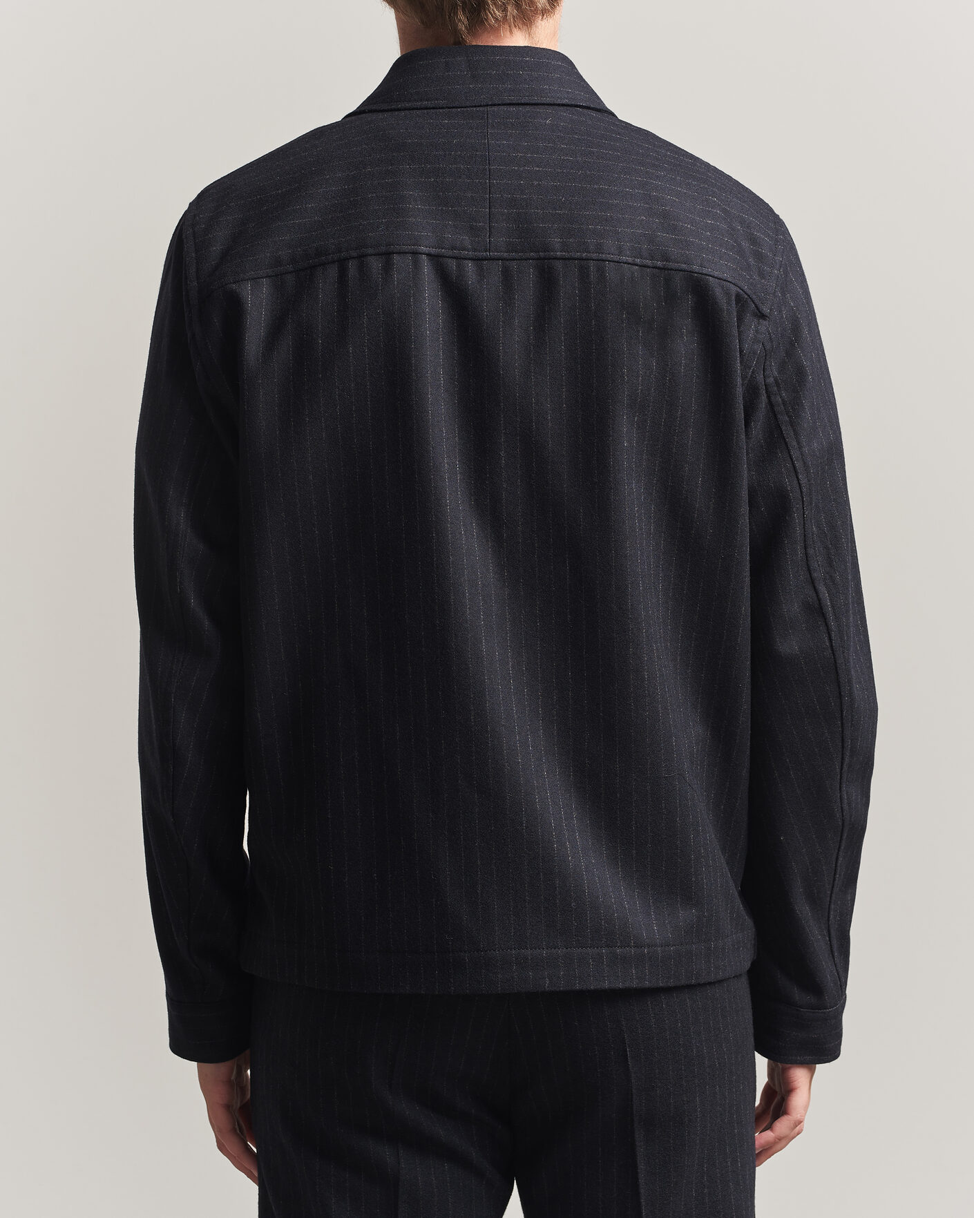 Uomini | Giacche | Tiger of Sweden | Barnaby Wool Pinstriped Shirt Jacket Blue Function