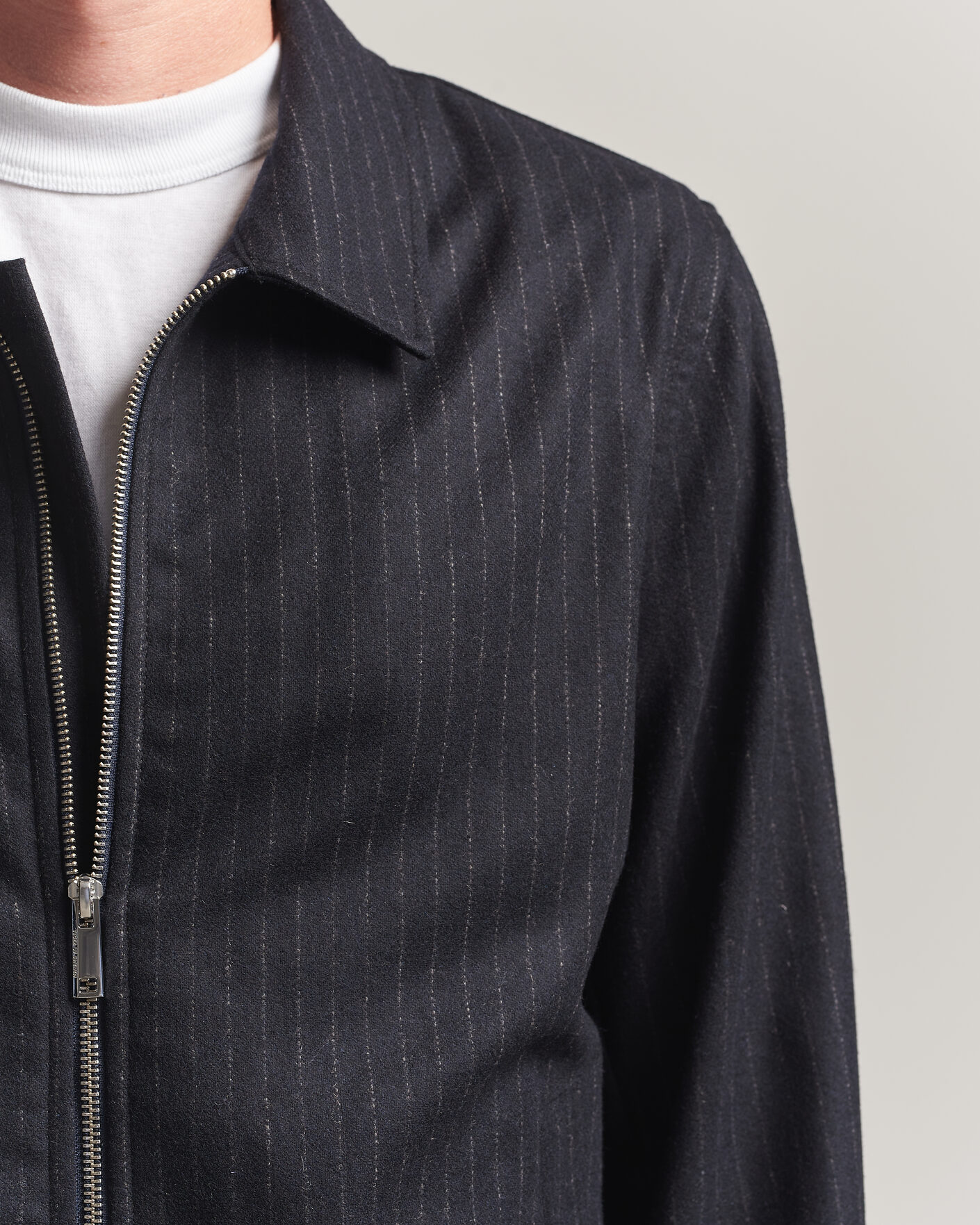 Uomini | Giacche | Tiger of Sweden | Barnaby Wool Pinstriped Shirt Jacket Blue Function