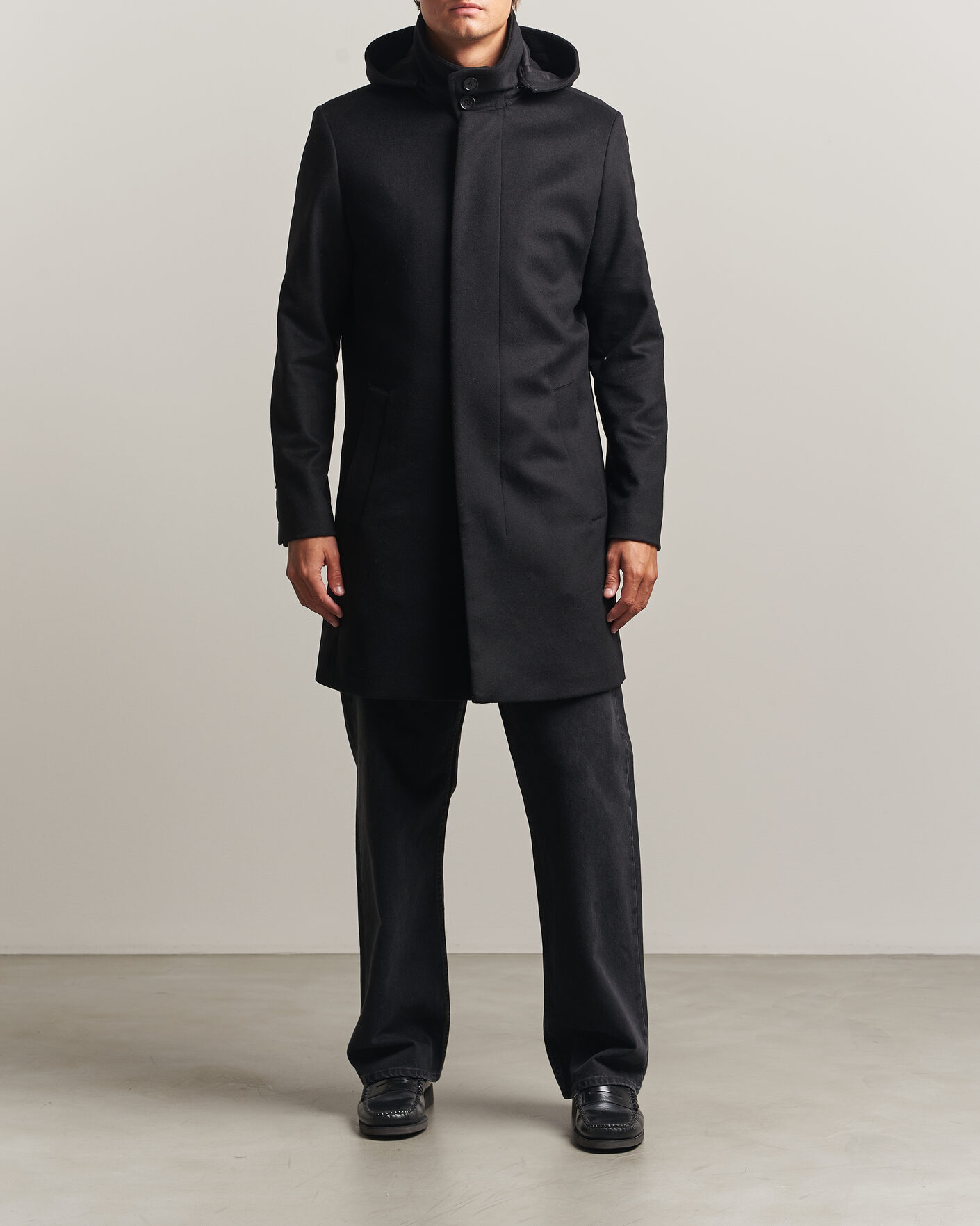 Uomini | Giacche | Tiger of Sweden | Aleric Wool/Cashmere Hooded Coat Black