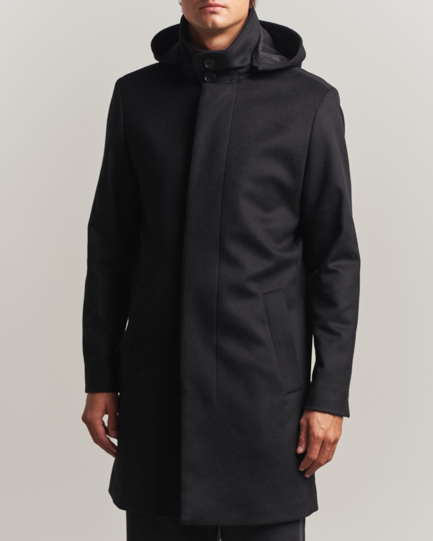 Uomini | Giacche | Tiger of Sweden | Aleric Wool/Cashmere Hooded Coat Black